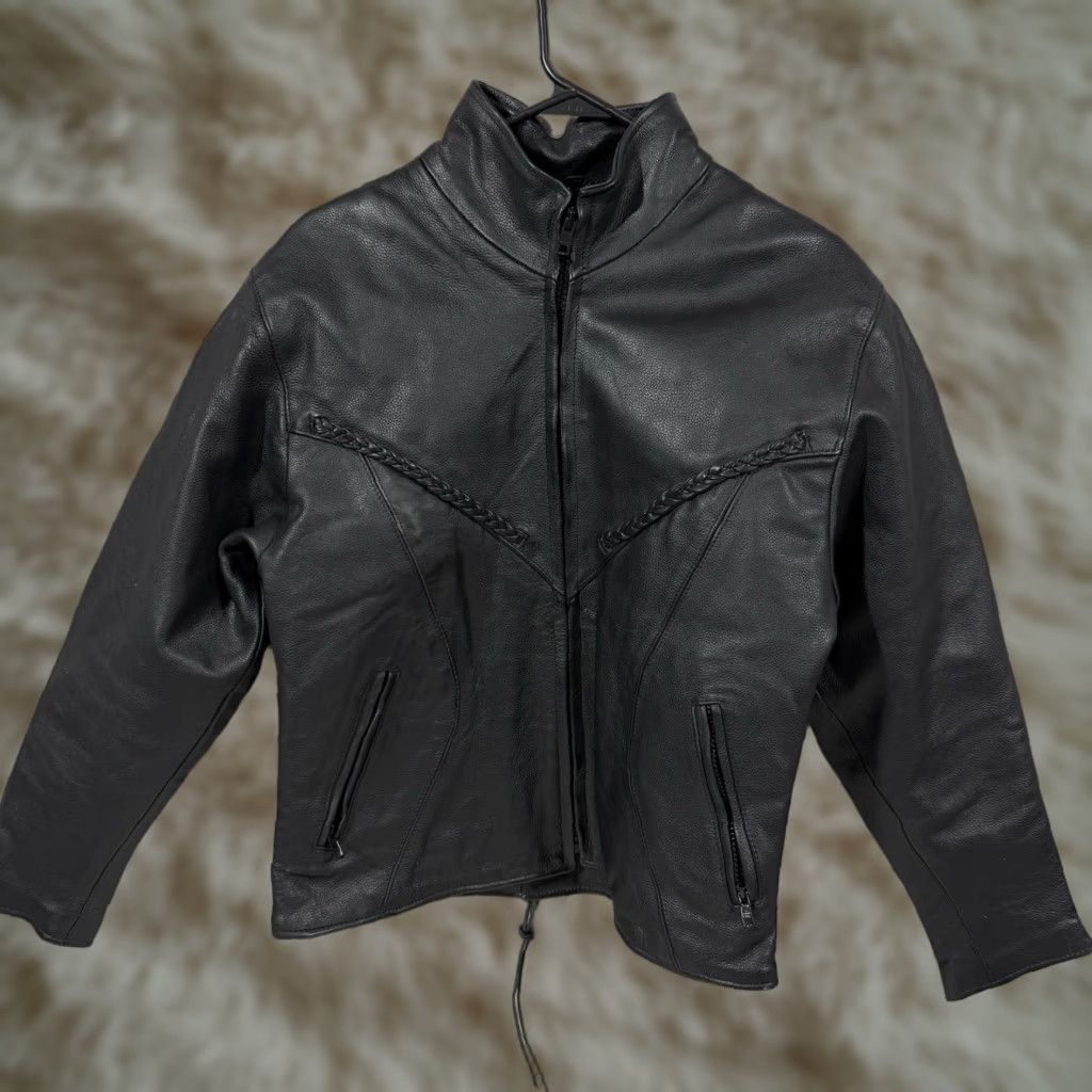 Element Xelement Leather Jacket Women’s M Black Braided Accents Motorcycle Zip Full Zip Ladies Jacket Size M / US 6-8 / IT 42-44 - 1 Thumbnail