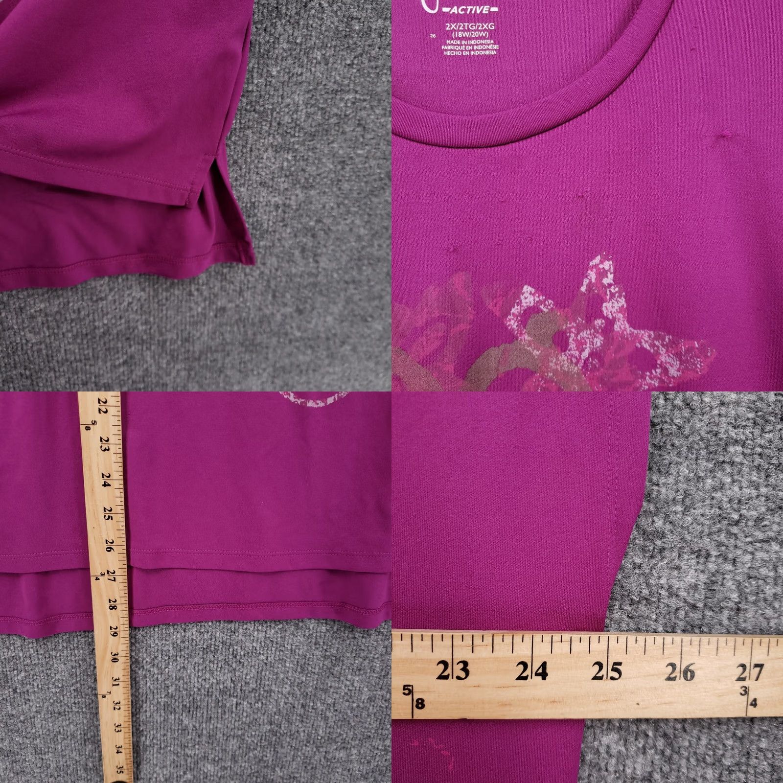 Vintage JMS Active T-Shirt Womens 2X Purple Dolman Sleeve Short Sleeve Pullover 100% Polyester Sport Graphic Size XXL / US 16-18 / IT 52-54 - 8 Thumbnail