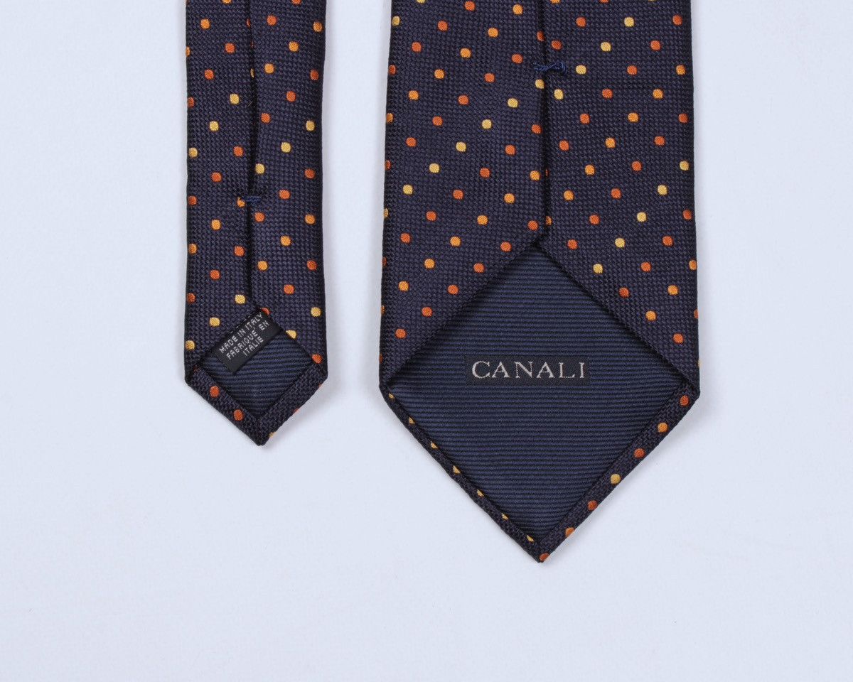 Canali × Designer CANALI Polka Dot Navy Blue Silk Tie Size ONE SIZE - 6 Thumbnail