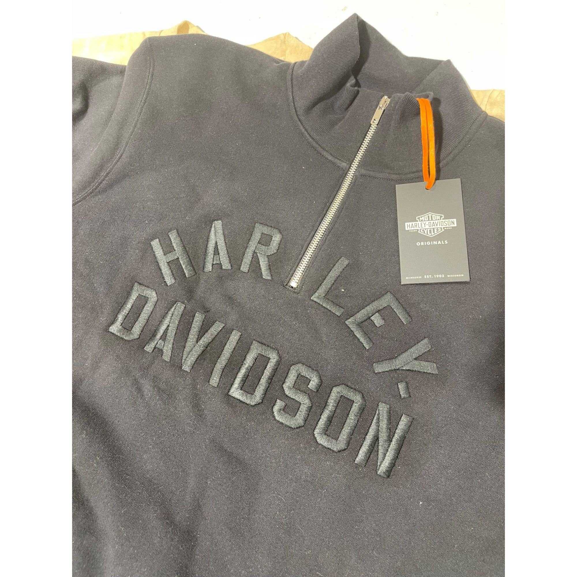 Harley Davidson NWT HARLEY DAVIDSON STAPLE 1/4 ZIP BLACK MOCK SWEATSHIRT M Size US M / EU 48-50 / 2 - 2 Thumbnail