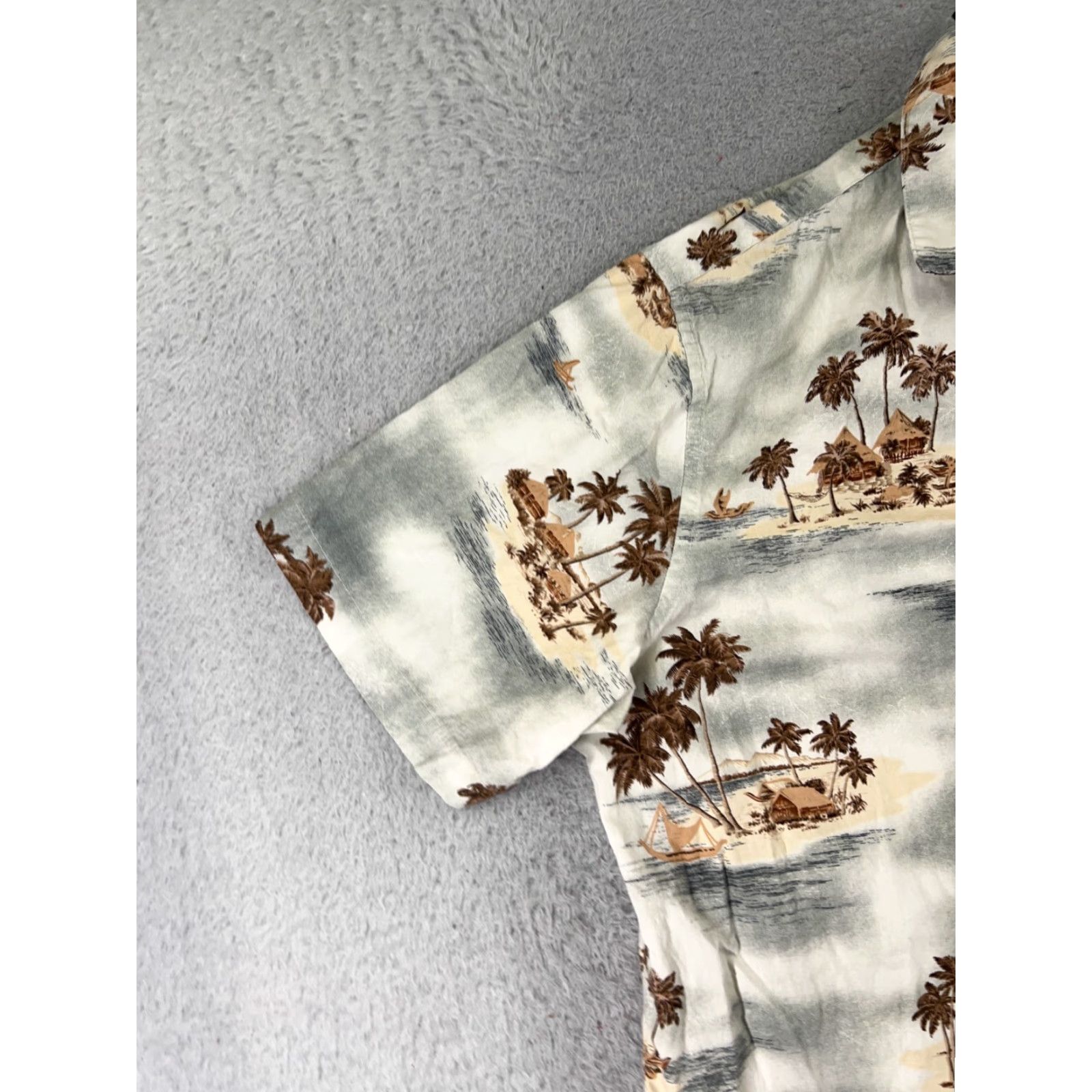 Vintage VINTAGE Campia Shirt Men 2XL Gray Brown Hut Beach Palm Hawaiian Cotton Button Up Size US XXL / EU 58 / 5 - 3 Thumbnail