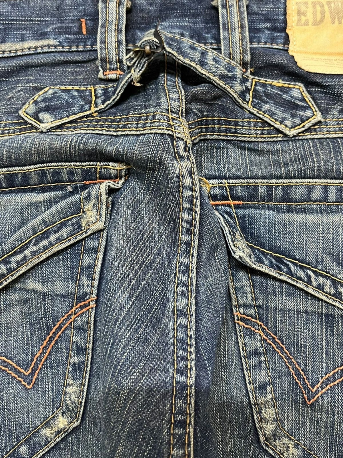 Edwin Vintage Edwin XV-S Flare Ripped Distressed Denim Size US 33 - 6 Thumbnail