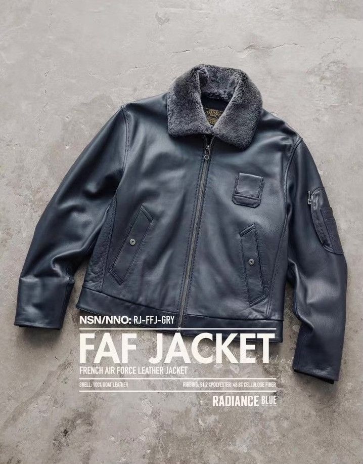 Other Radiance Blue French Flight Leather Jacket Size US XL / EU 56 / 4 - 1 Thumbnail