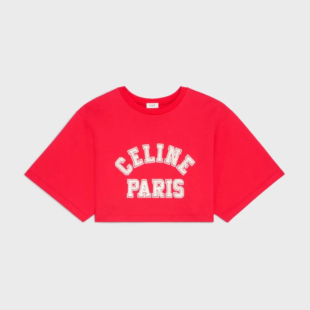 Celine o1w1db11124 Crop T-Shirt in Red Size XS / US 0-2 / IT 36-38 - 1 Thumbnail