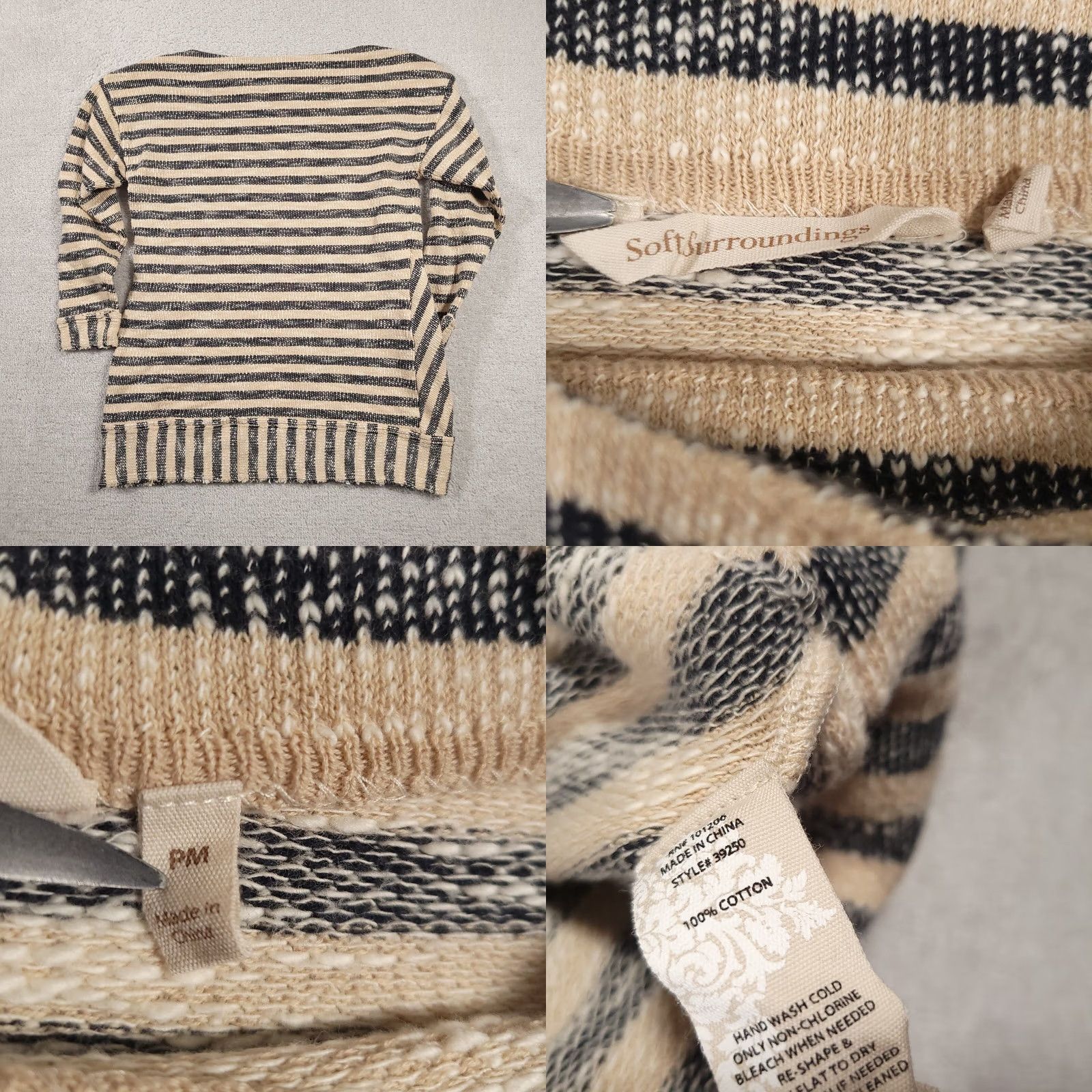 Soft Surroundings Soft Surroundings Shirt Women's Petite Medium PM Stripe Knit Long Sleeve Size M / US 6-8 / IT 42-44 - 8 Thumbnail