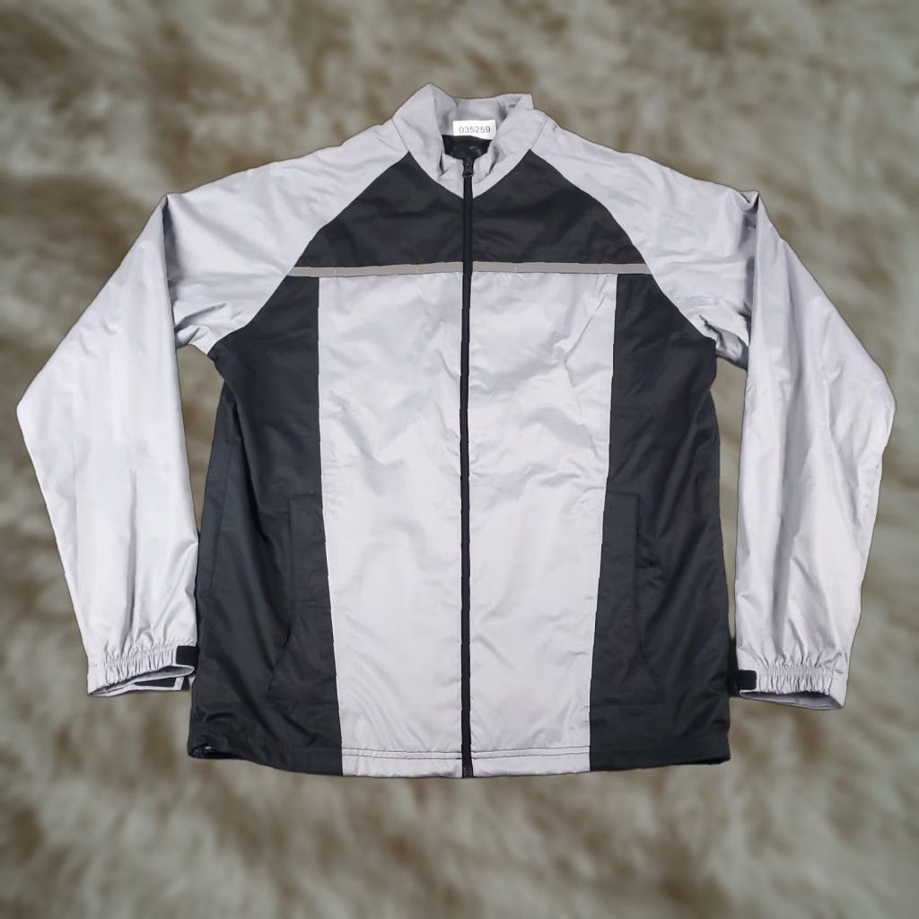 Adidas Adidas Jacket Mens M Gray Black Full Zip Windbreaker, 100% Polyester, Activewear, Sports, Outdoor, Casual, Fall Winter Spring Summer, Men Size US M / EU 48-50 / 2 - 1 Thumbnail