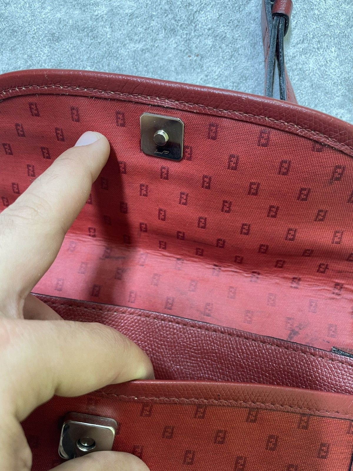 Fendi Vintage Fendi Red Zucca Monogram Shoulder Bag Size ONE SIZE - 8 Thumbnail