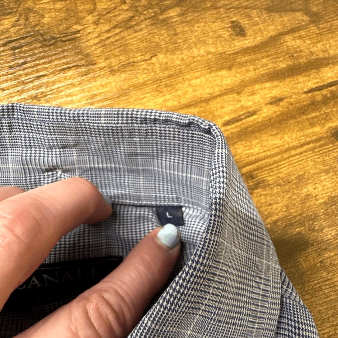 Canali Canali Shirt Mens Large Button Down Plaid Made in Italy Blue L Dress Shirt Mens Size US L / EU 52-54 / 3 - 6 Thumbnail