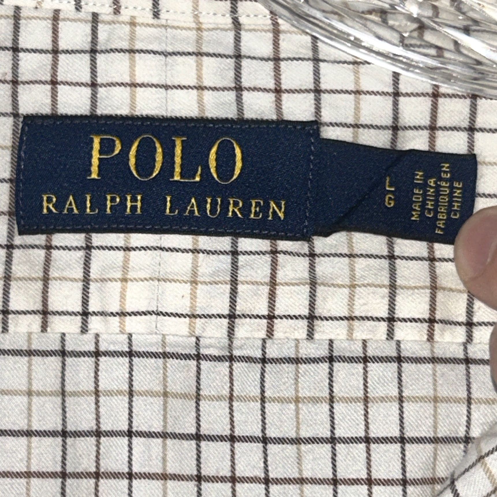 Polo Ralph Lauren Polo Ralph Lauren Shirt Mens L Ivory Brown Check Long Sleeve Button Up Size US L / EU 52-54 / 3 - 4 Thumbnail