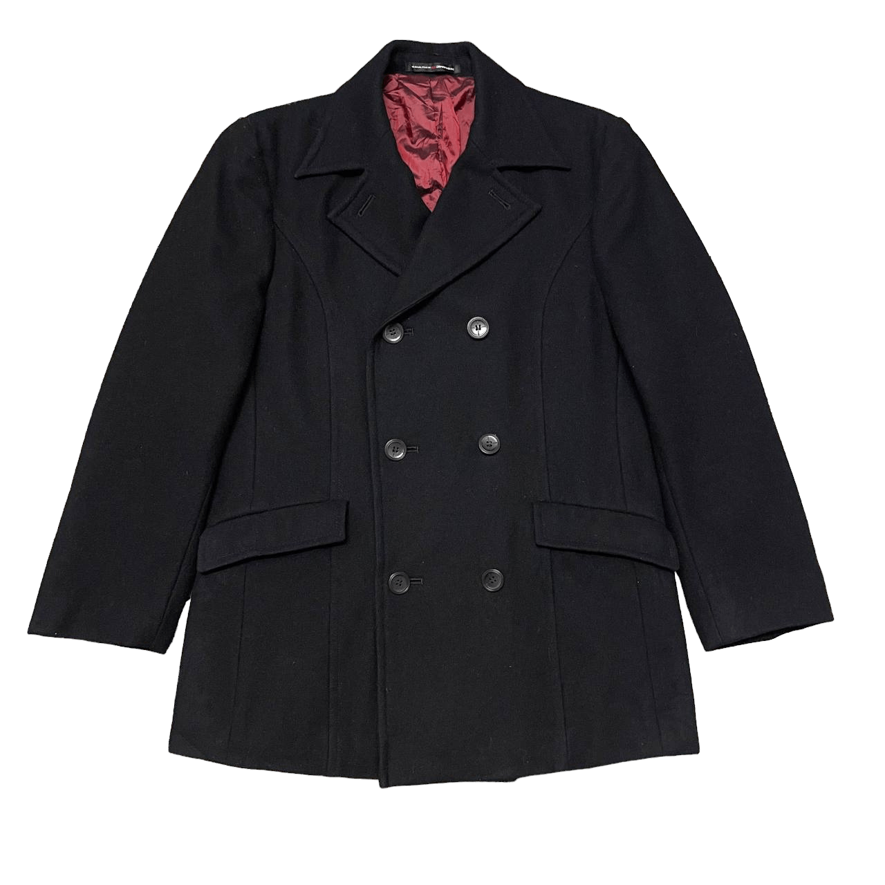 image of Gaultier 2 x Gaultier Homme Objet Wool Coat Double Breasted in Black, Men's (Size Medium)