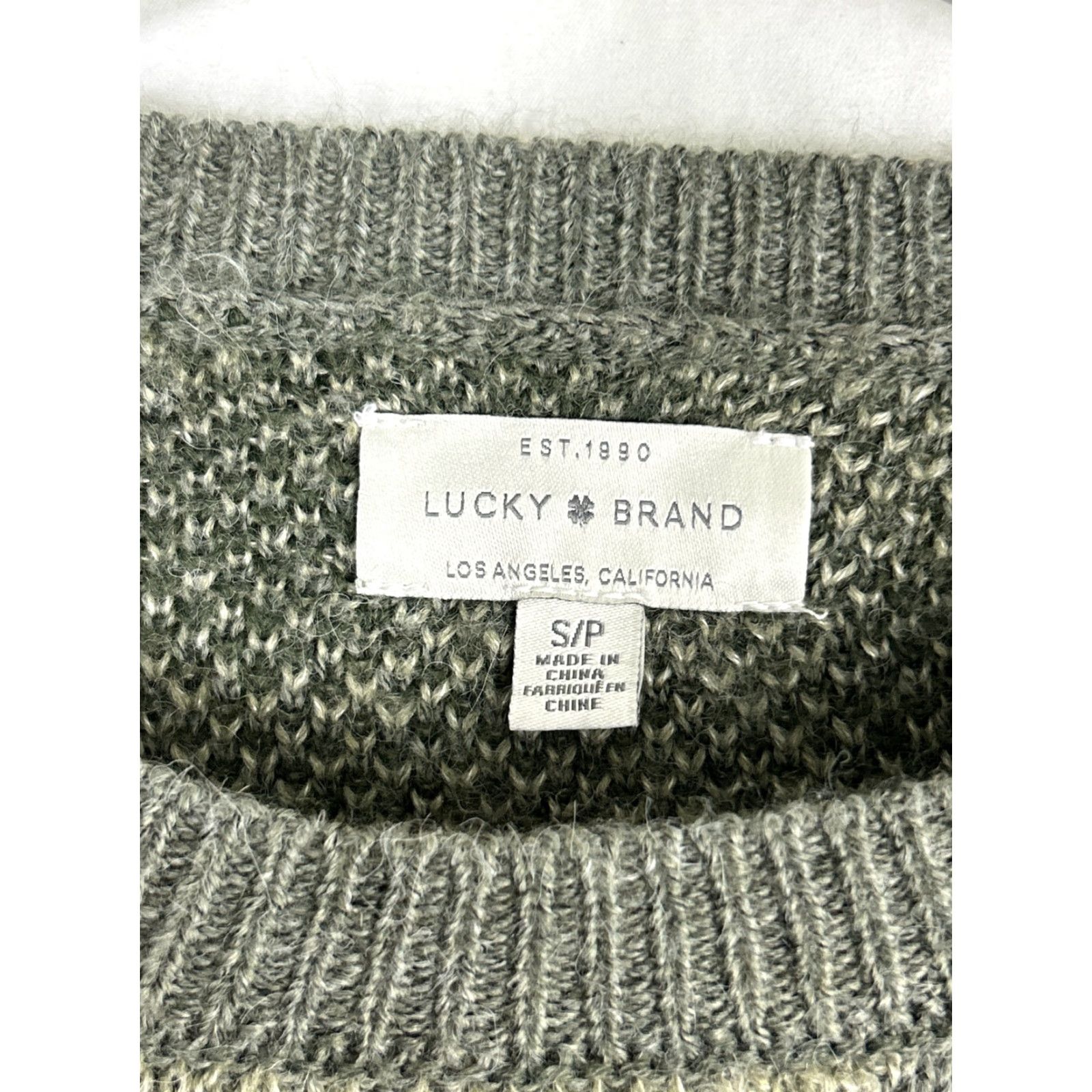 Lucky Brand Lucky Brand Green Camo Wool Blend Pullover Women's Small Sweater - Camouflage Knit, Round Neck, Casual, Regular Fit, Fall Winter Spring Size S / US 4 / IT 40 - 7 Thumbnail