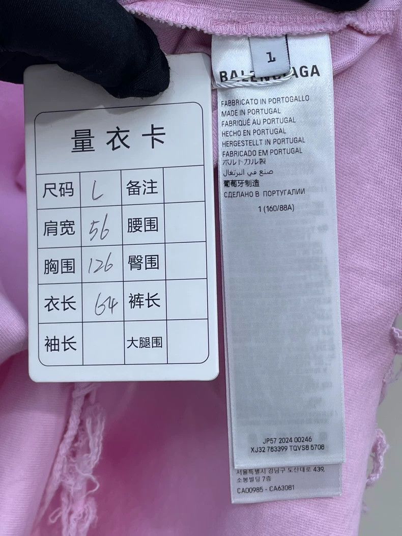 Balenciaga Balenciaga Pink Distressed Short Sleeve T-Shirt-2506 Size L / US 10 / IT 46 - 6 Thumbnail