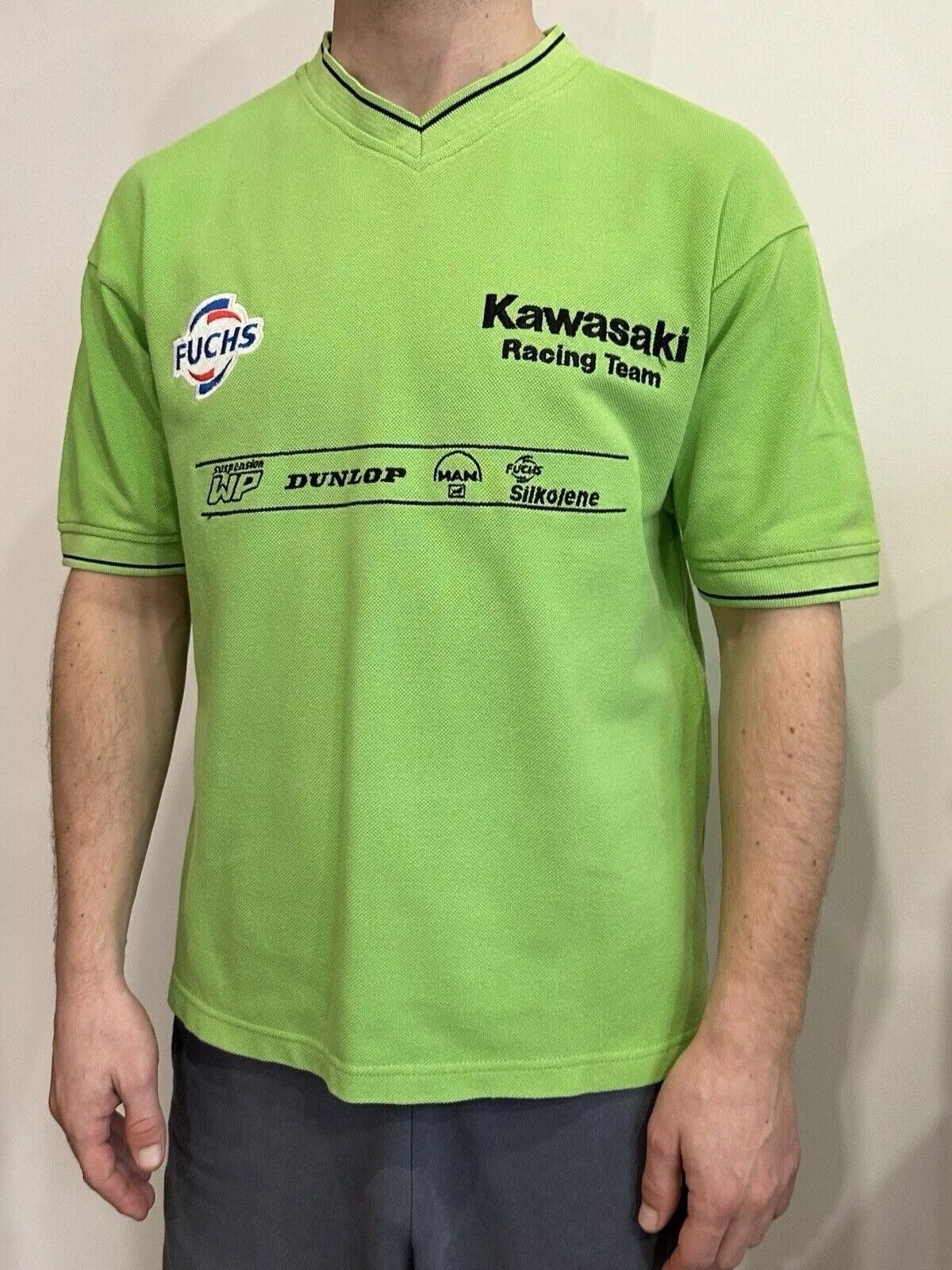 Vintage VINTAGE KAWASAKI RACING TEAM ECKL MOTO SHIRT FUCHS MENS S Size US S / EU 44-46 / 1 - 1 Thumbnail