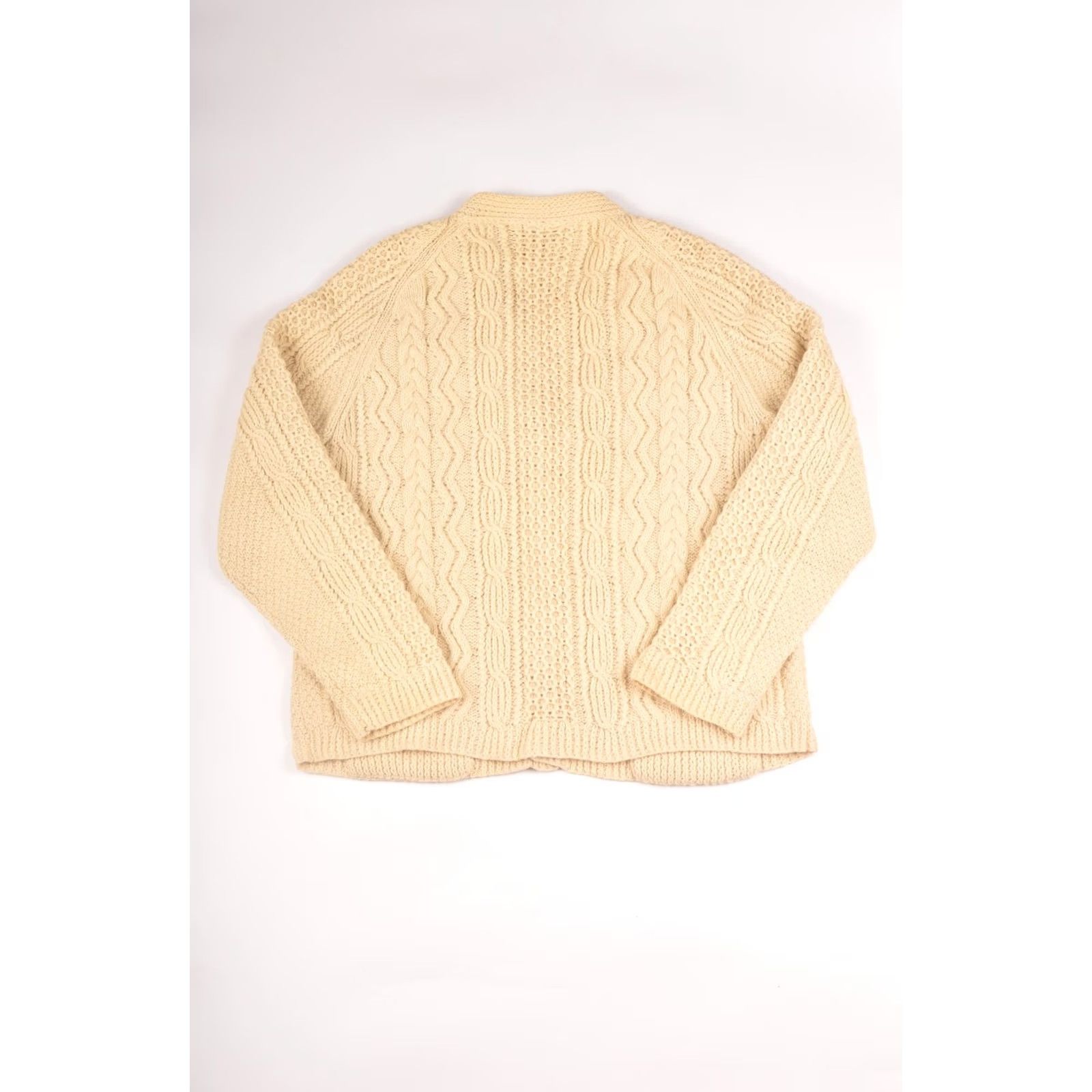 Vintage VINTAGE An Irish Craft Hand-Knit Garment Fisherman Wool Cardigan Sweater Mens OS Ivory Knit Wool 60s 70s Size US M / EU 48-50 / 2 - 4 Thumbnail