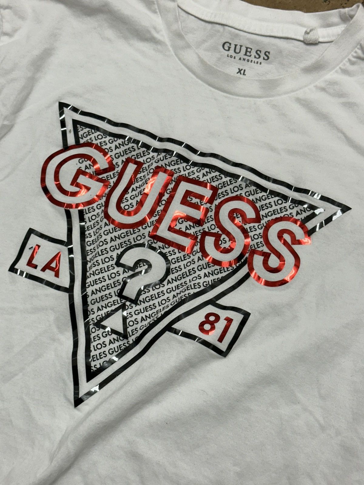 Guess Guess Los Angeles 1981 Reflective Foil Print Triangle Size US XL / EU 56 / 4 - 2 Thumbnail