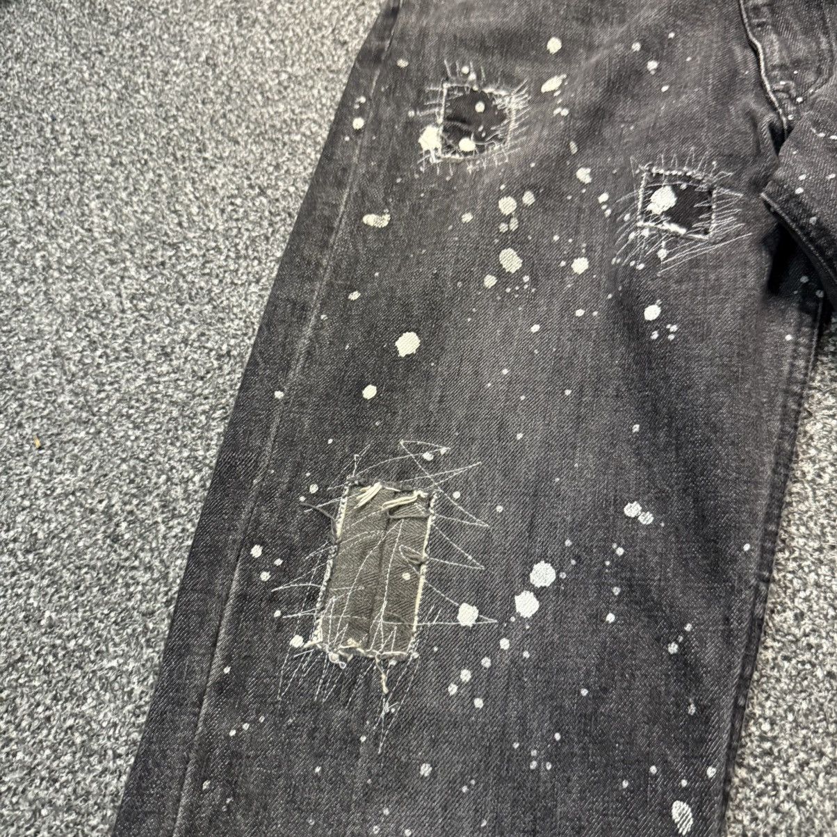 If Six Was Nine 🔥🇯🇵 90s Japanese LGB Sun Faded Paints Splatter Denim Size US 29 - 6 Thumbnail