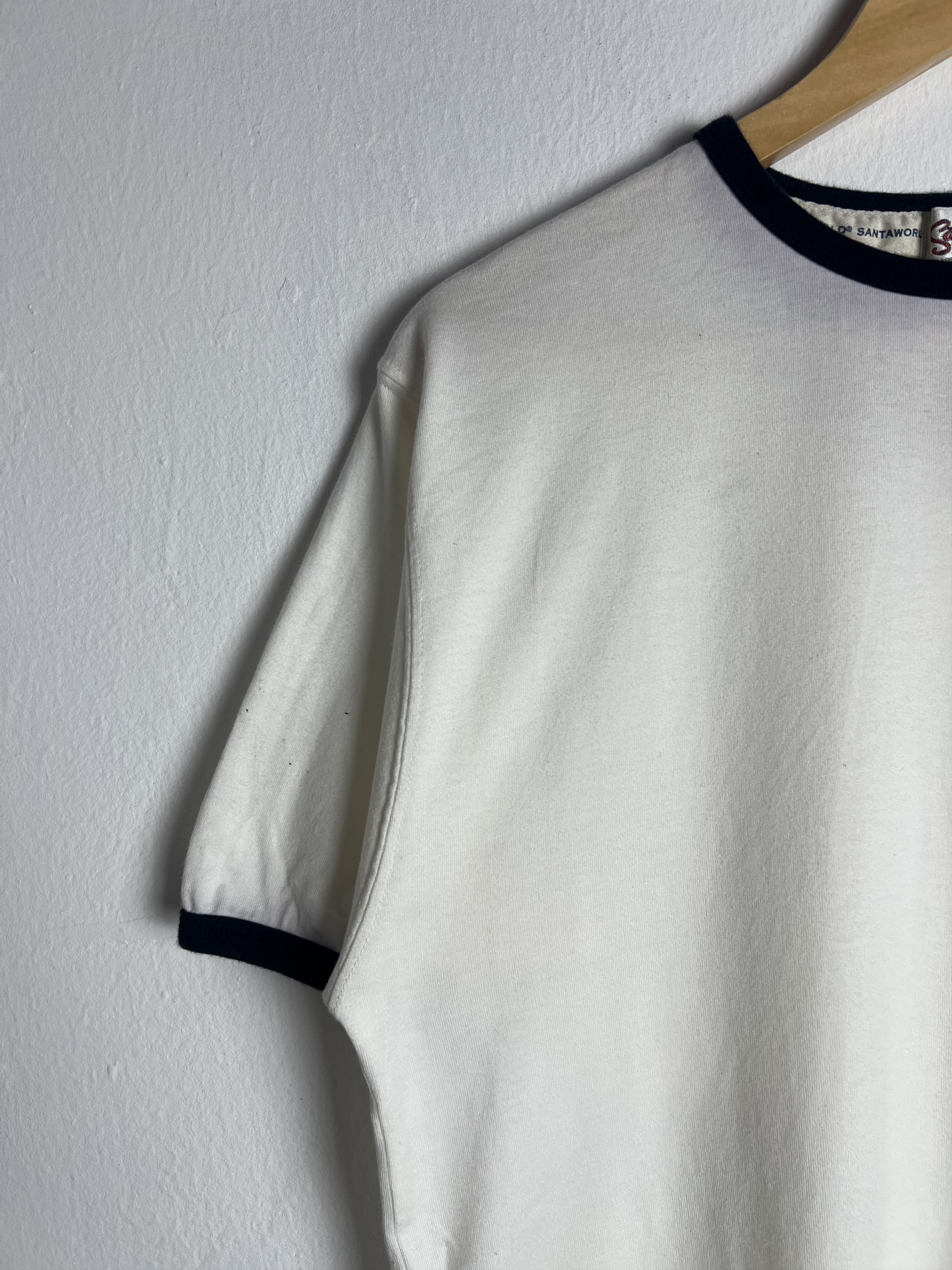 Vintage Santa World Ringer White Tee Size US M / EU 48-50 / 2 - 4 Thumbnail