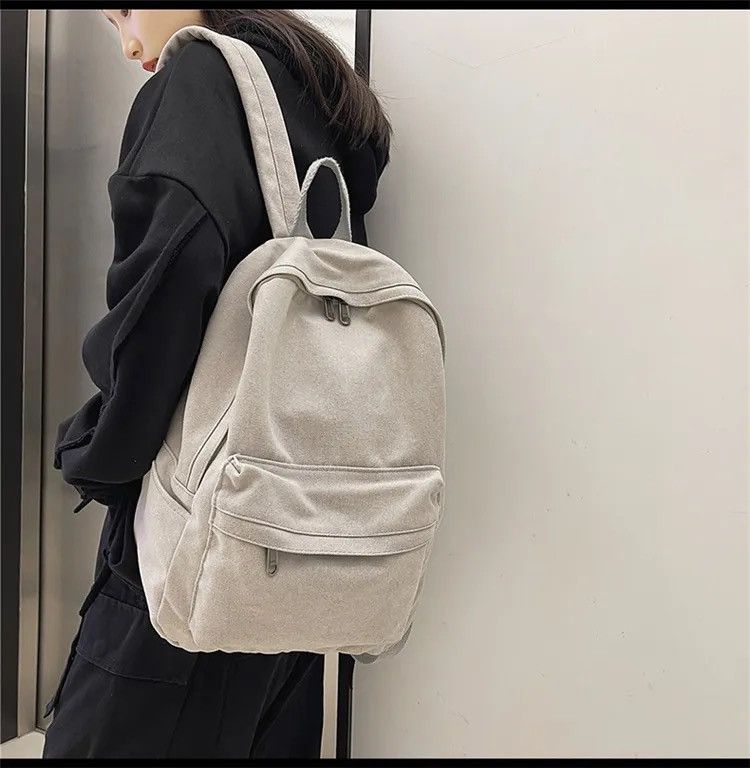 Japanese Brand Grey Canvas Backpack Size ONE SIZE - 2 Thumbnail