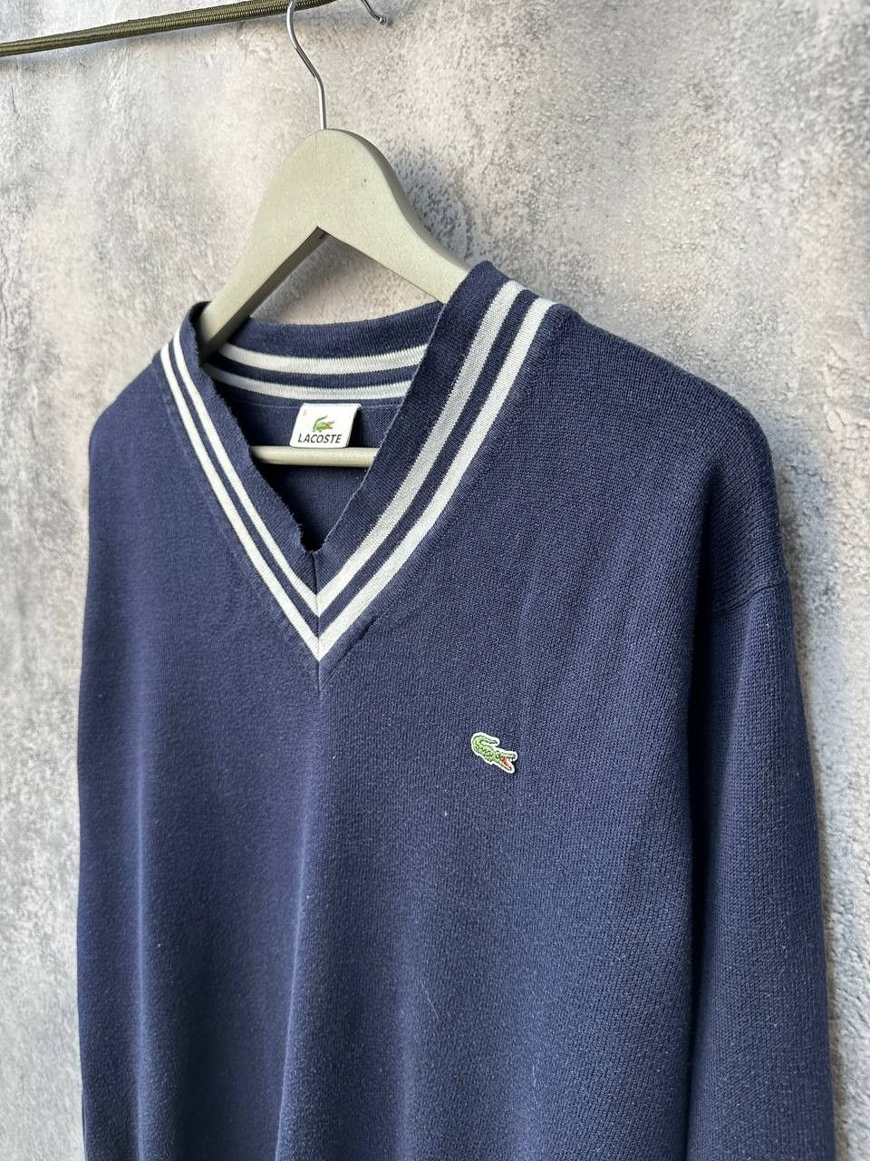 Lacoste Lacoste V-Neck Striped Sweater Vintage Navy Pullover Size US XXL / EU 58 / 5 - 6 Thumbnail