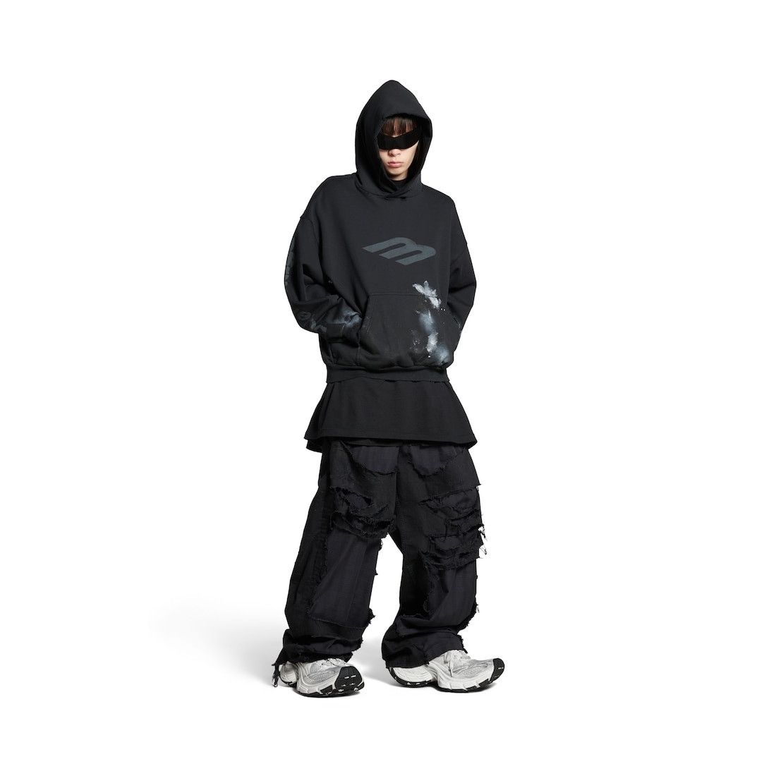 Balenciaga o1w1db10226 3B Stencil Hoodie Medium Fit in Black Size US S / EU 44-46 / 1 - 2 Thumbnail