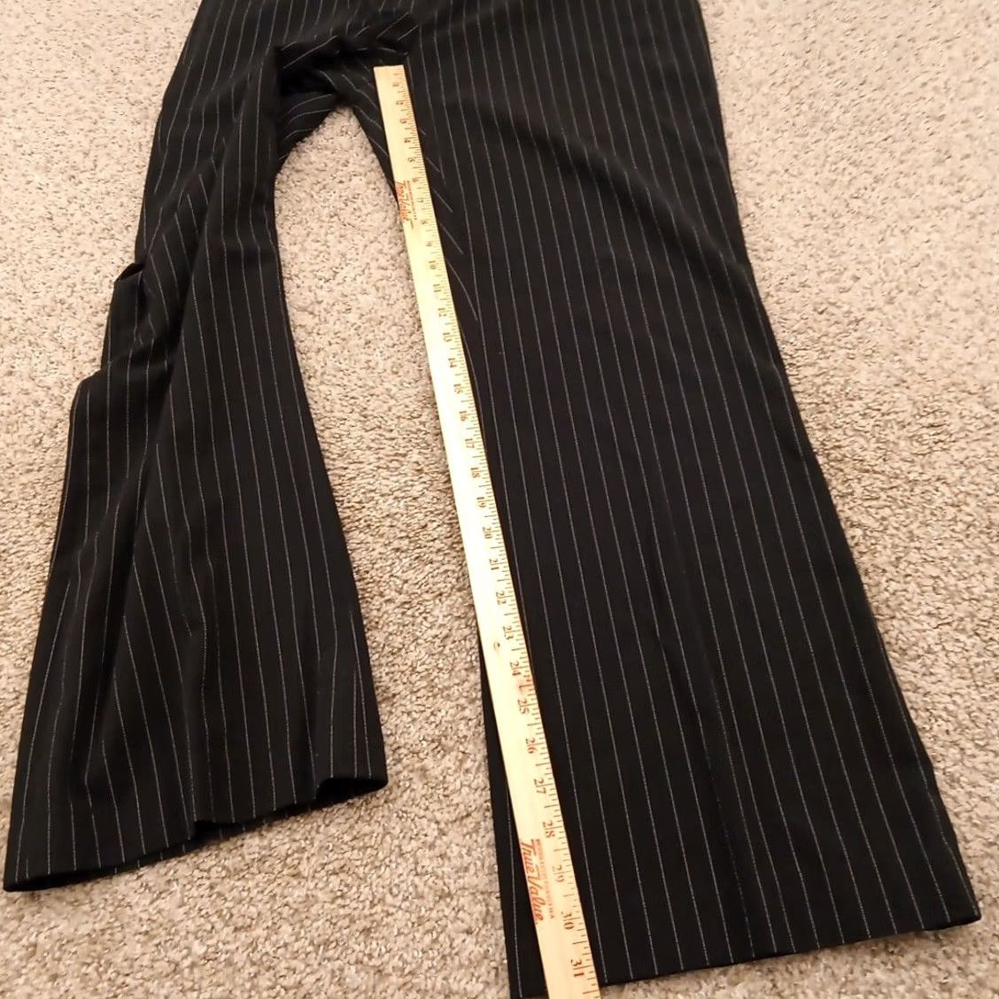 Vintage Apostrophe Dress Pants Womens Size 14 Black Striped 34x31 Mid Rise Stretch Flat Front Pants Women Size 36" / US 14 / IT 50 - 6 Thumbnail