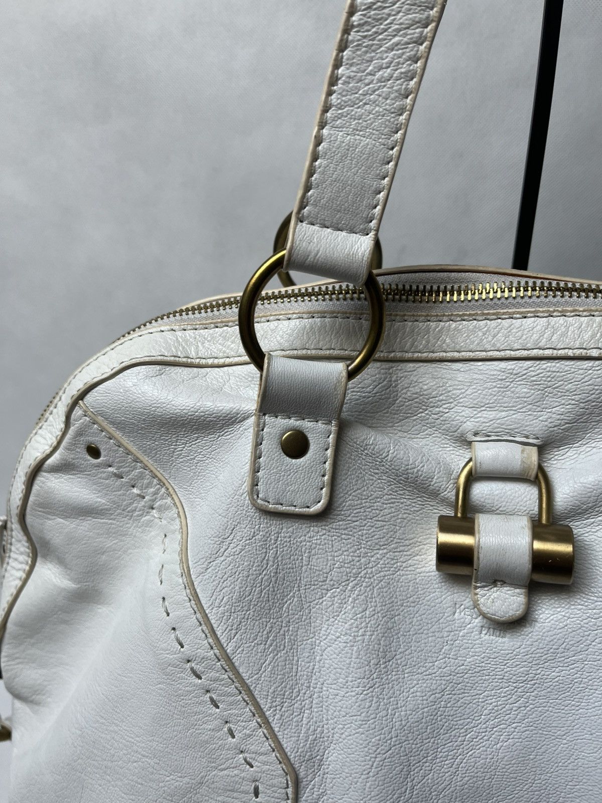 Yves Saint Laurent Yves Saint Laurent rive gauche Muse white leather hand bag Size ONE SIZE - 5 Thumbnail