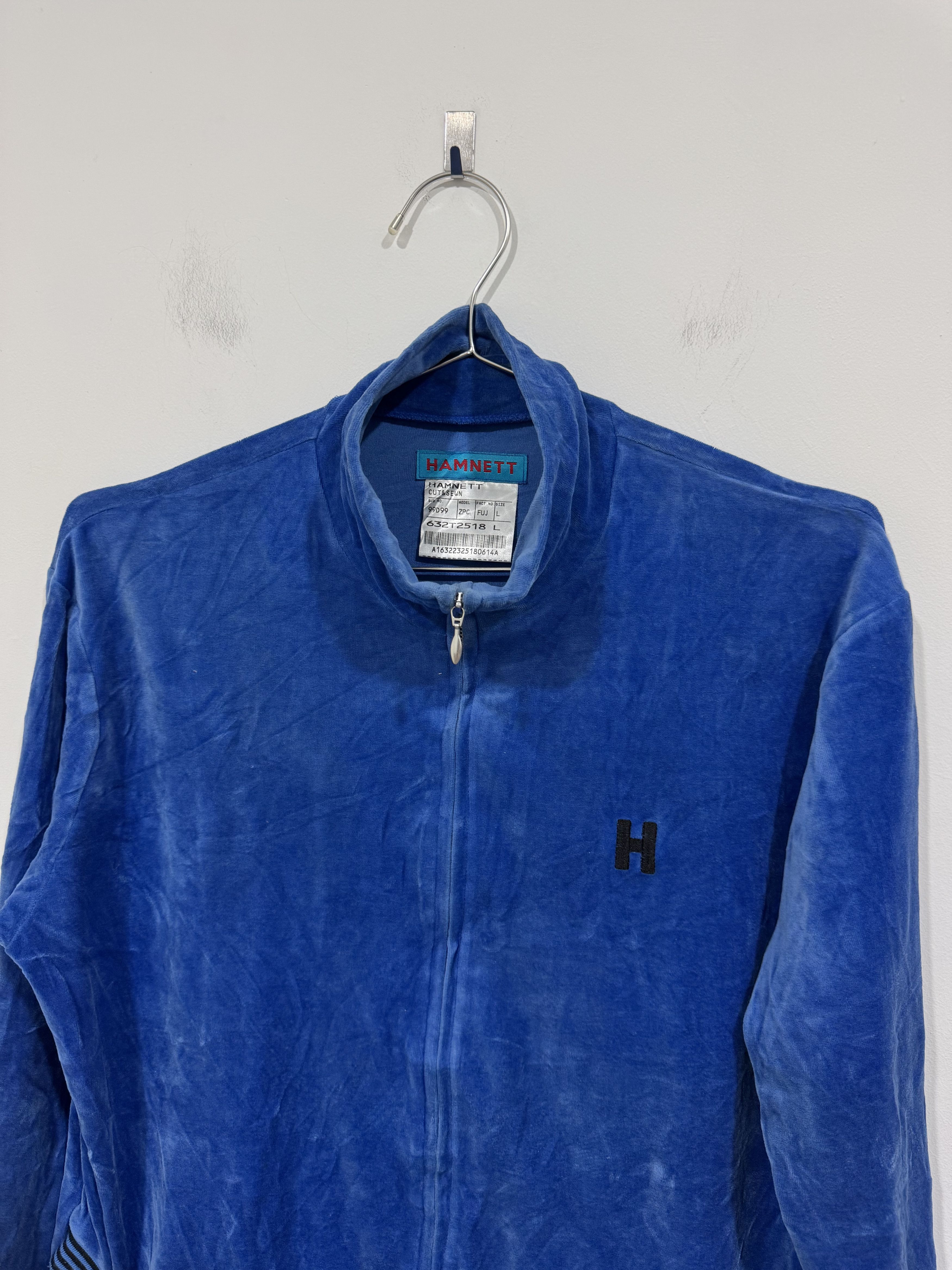 Katharine Hamnett London Hamnett Velvet Blue Tracktop Size US L / EU 52-54 / 3 - 2 Thumbnail
