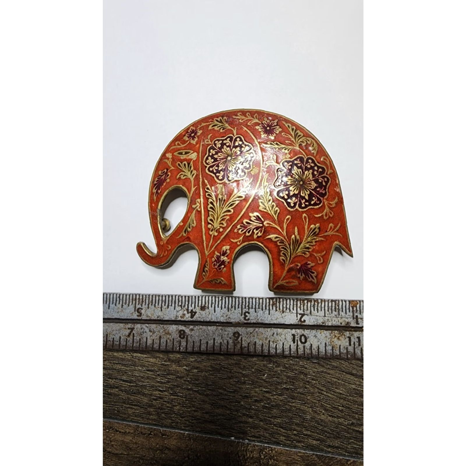 Vintage VINTAGE Elephant Belt Buckle • Cloisonné Style India Hippie-Era 1970s Brass Belt Buckle Adults Unbranded 1970s India Elephant Hippie Mens Boys Girls Size ONE SIZE - 4 Thumbnail