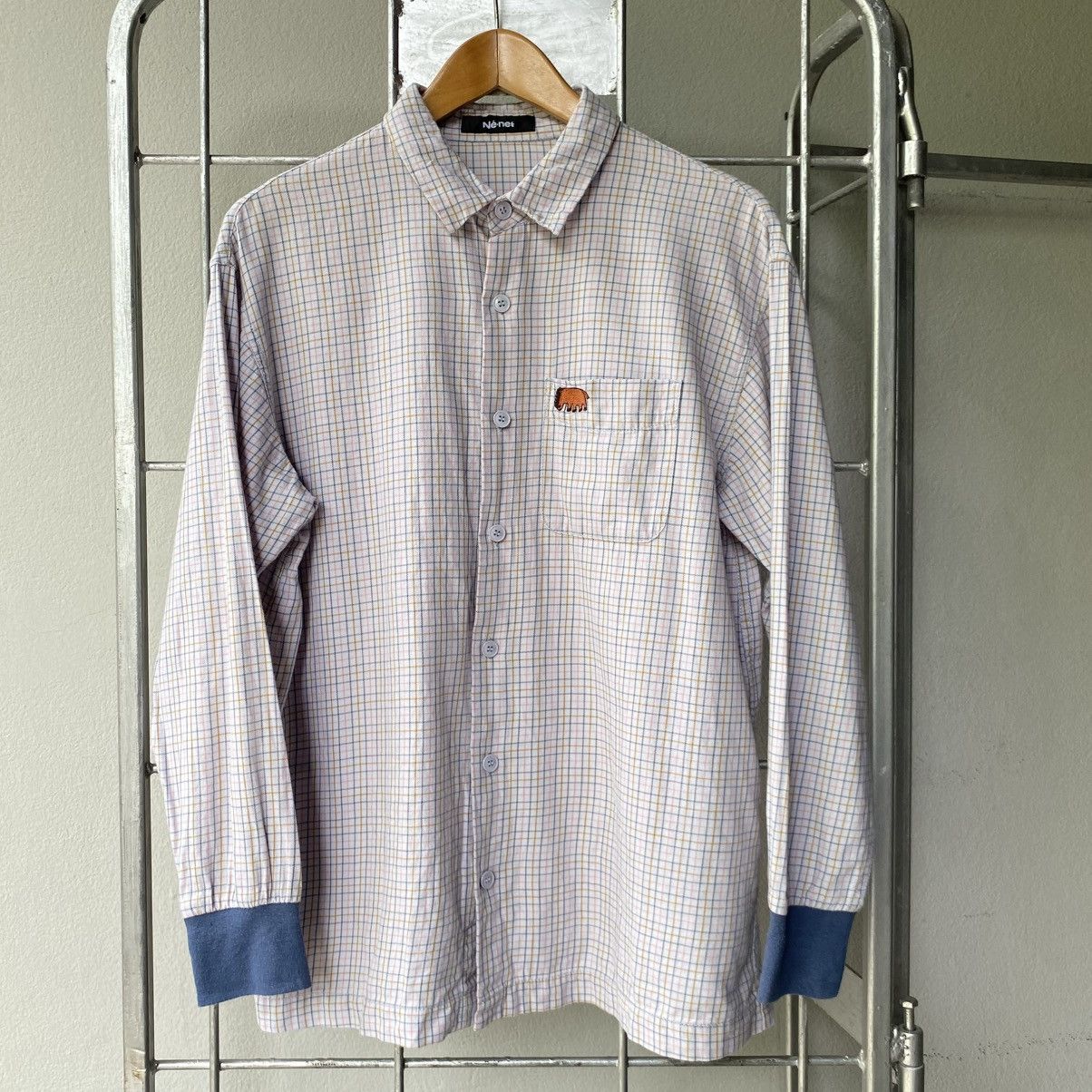 Ne-Net Né-net Checkered Long Sleeve Shirt with Bear Embroidery Size US M / EU 48-50 / 2 - 20 Thumbnail