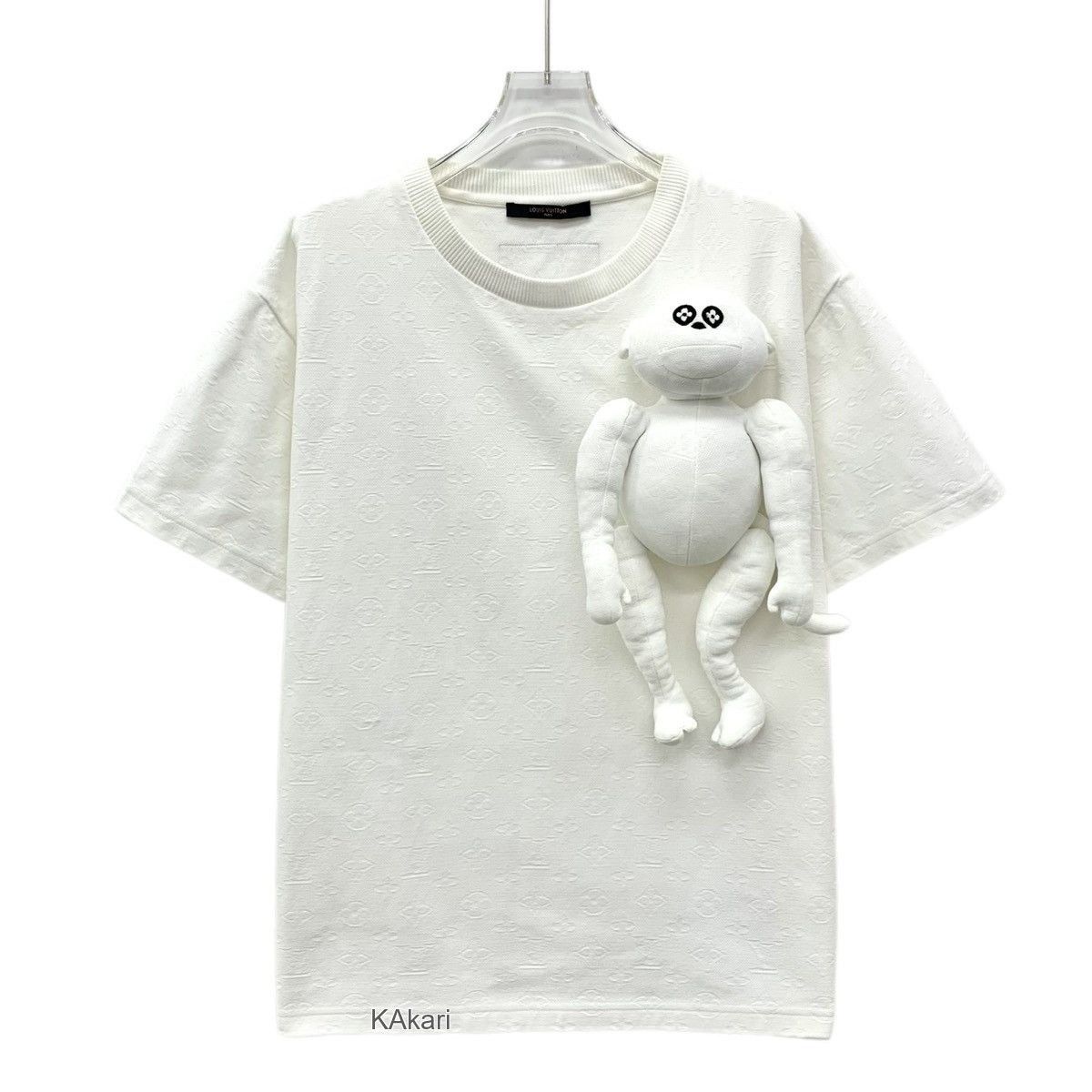 Louis Vuitton White Textured Short-Sleeve Shirt with Plush Toy Size US L / EU 52-54 / 3 - 1 Thumbnail