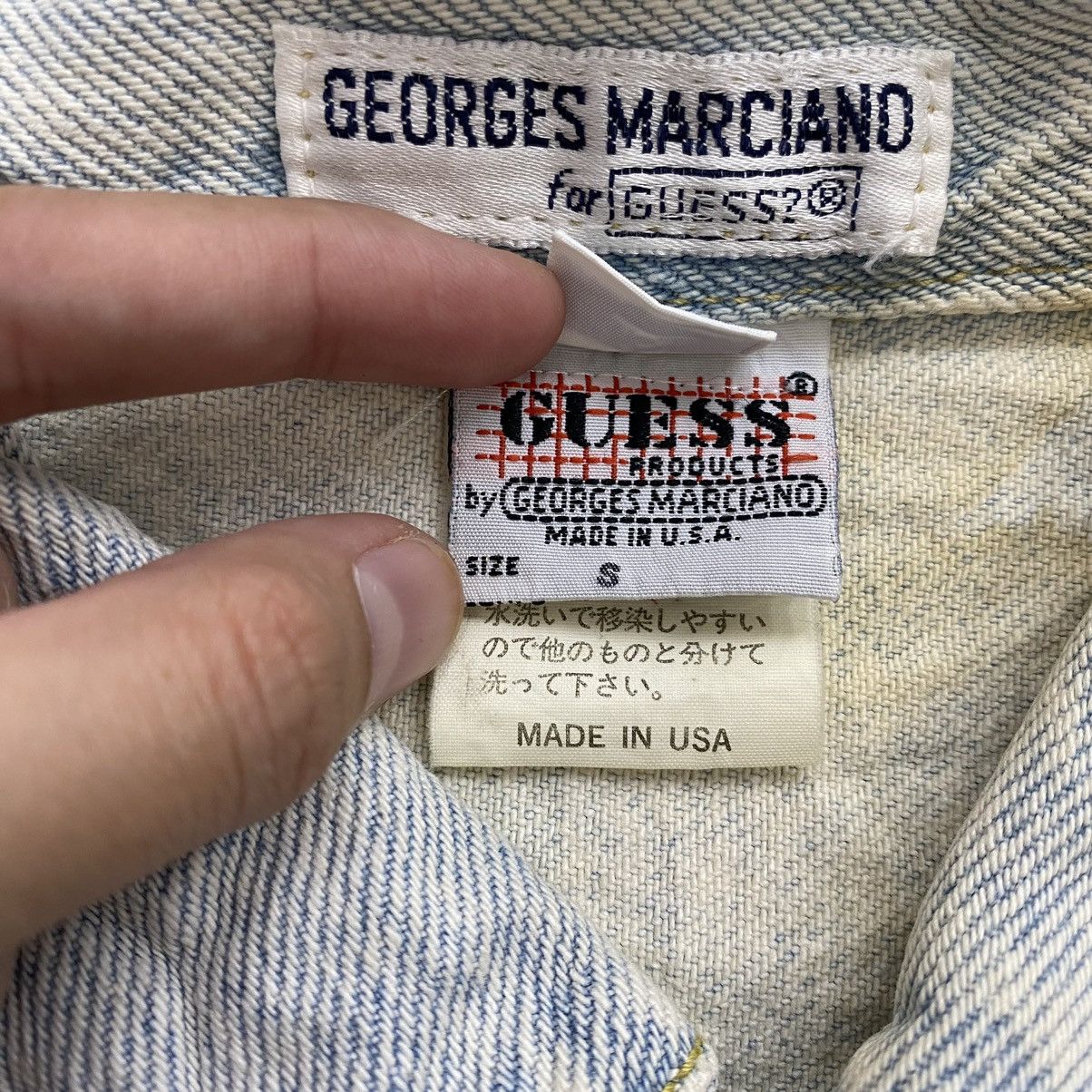Georges Marciano × Guess × Vintage Vintage 80s GEORGES MARCIANO GUESS Motorcycle Crop Top Denim Size S / US 4 / IT 40 - 7 Thumbnail