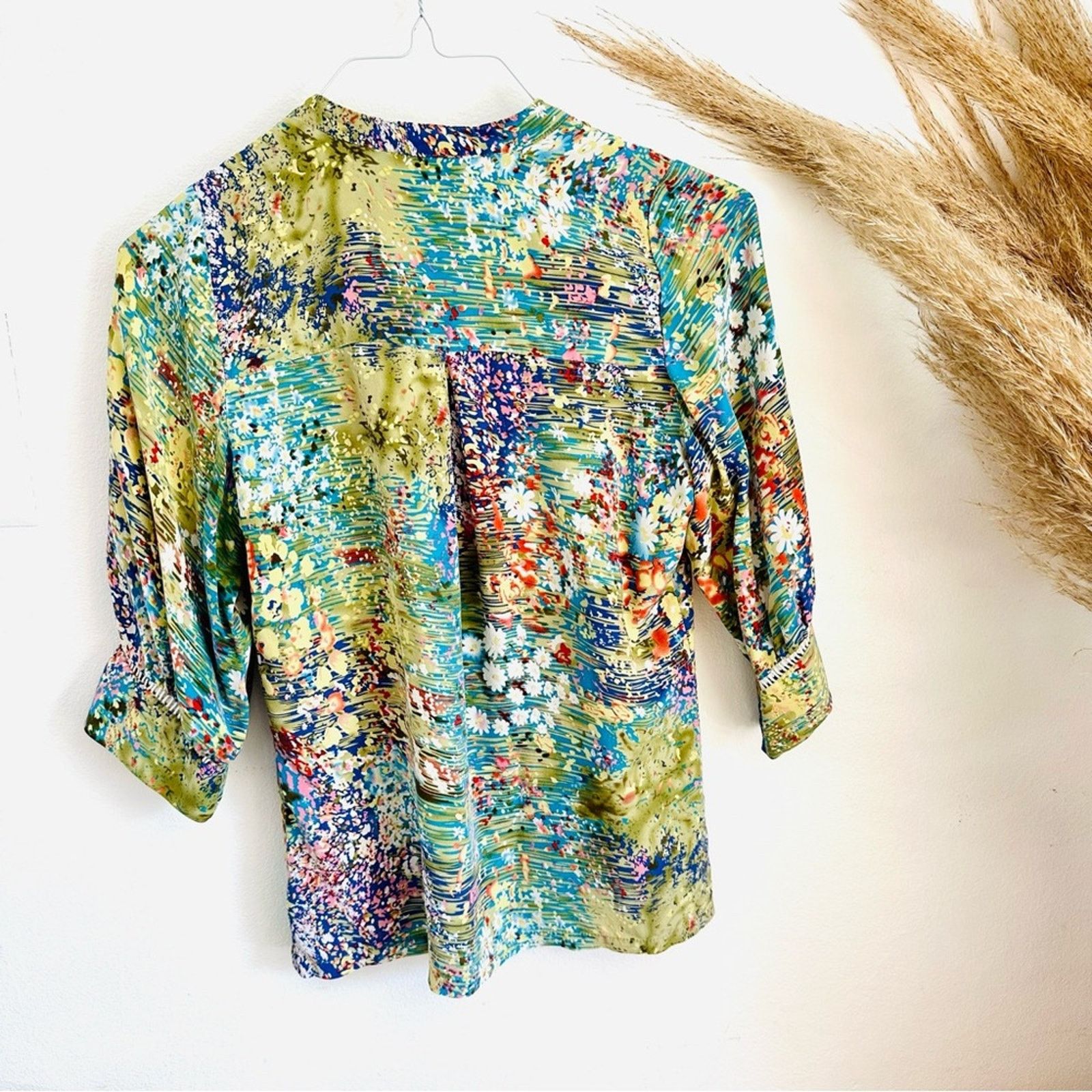 Anthropologie ANTHROPOLOGIE Dolan Blue White Button Silk Blouse Shirt Top Size M / US 6-8 / IT 42-44 - 11 Thumbnail