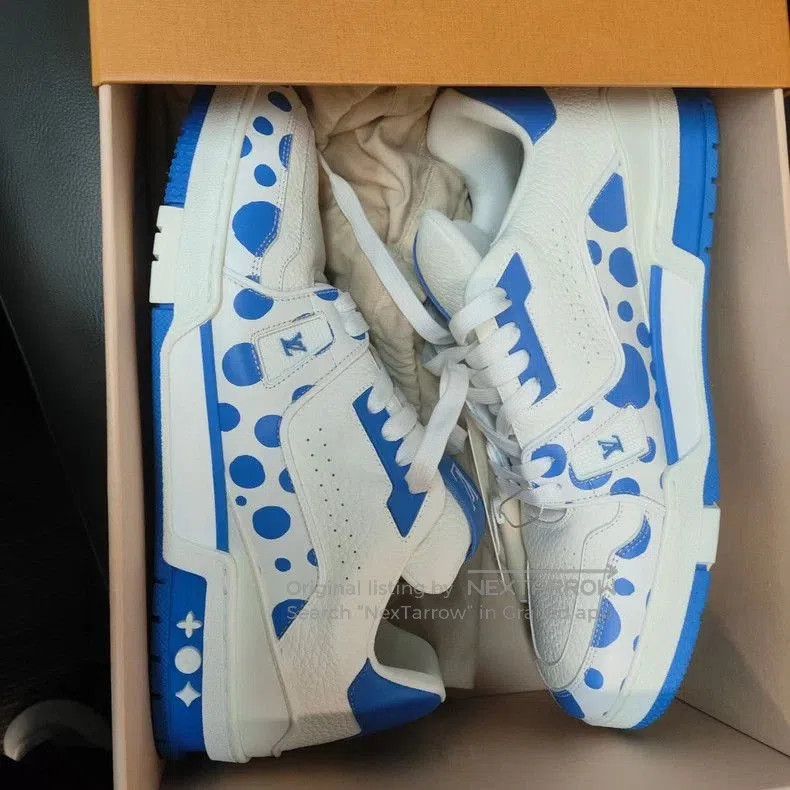LV Leather Lowtop Sneakers White Blue.