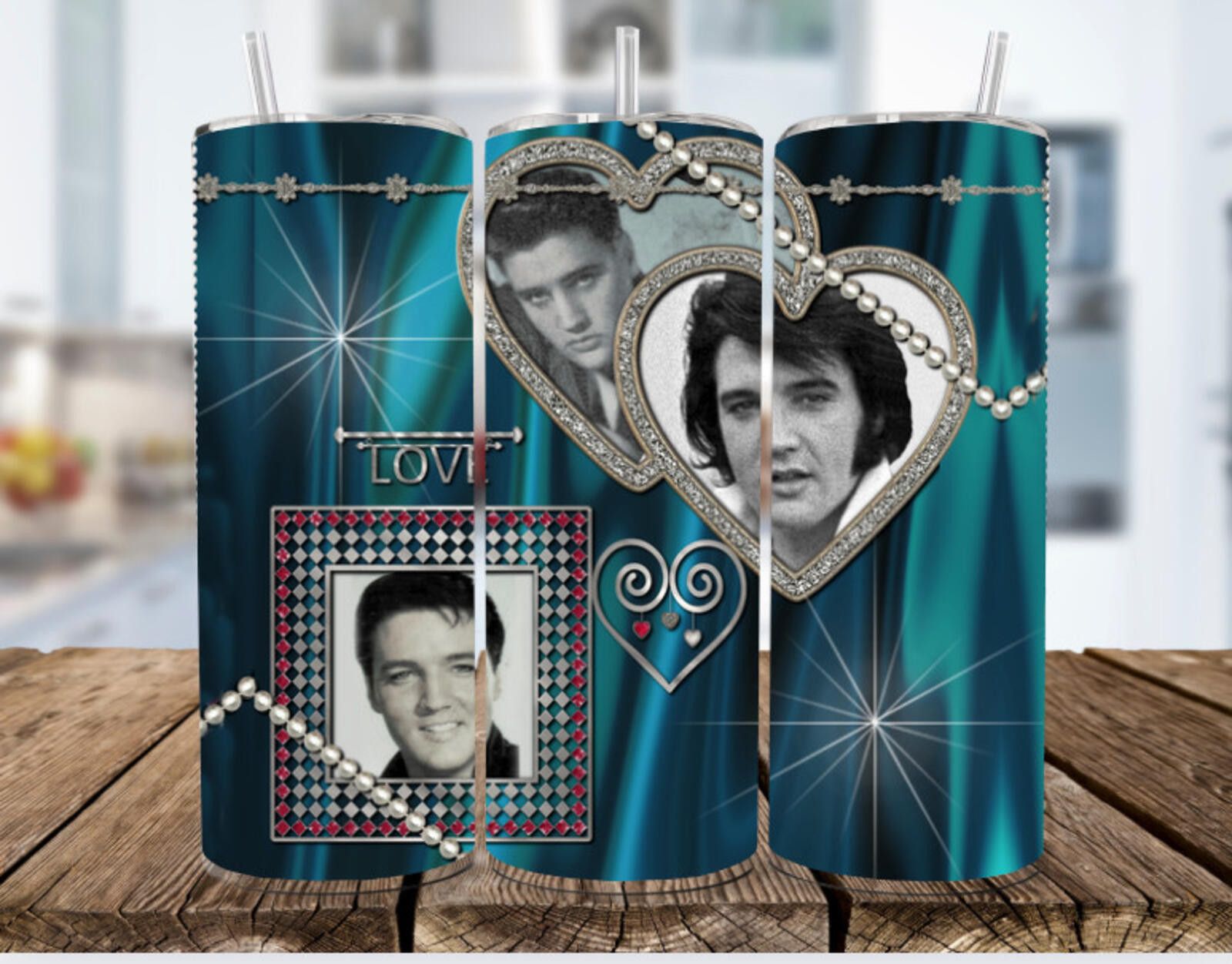 Handmade Elvis Stainless Steel Tumbler 20 Oz Old Love Size ONE SIZE - 1 Thumbnail
