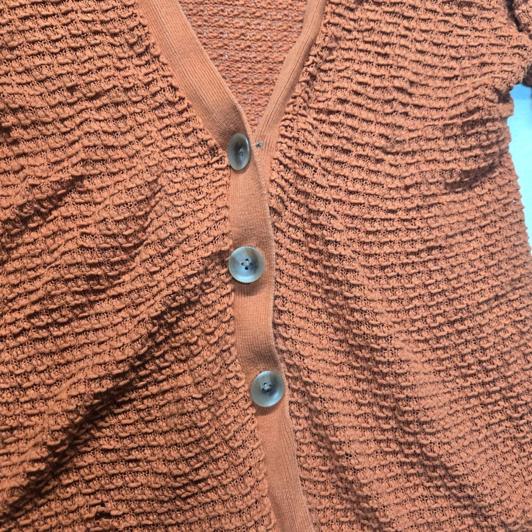 J. Jill J Jill Women's Orange Linen Cardigan Sweater Large Long Sleeve V-Neck Button Up Breathable Fall Spring Winter Size L / US 10 / IT 46 - 5 Thumbnail