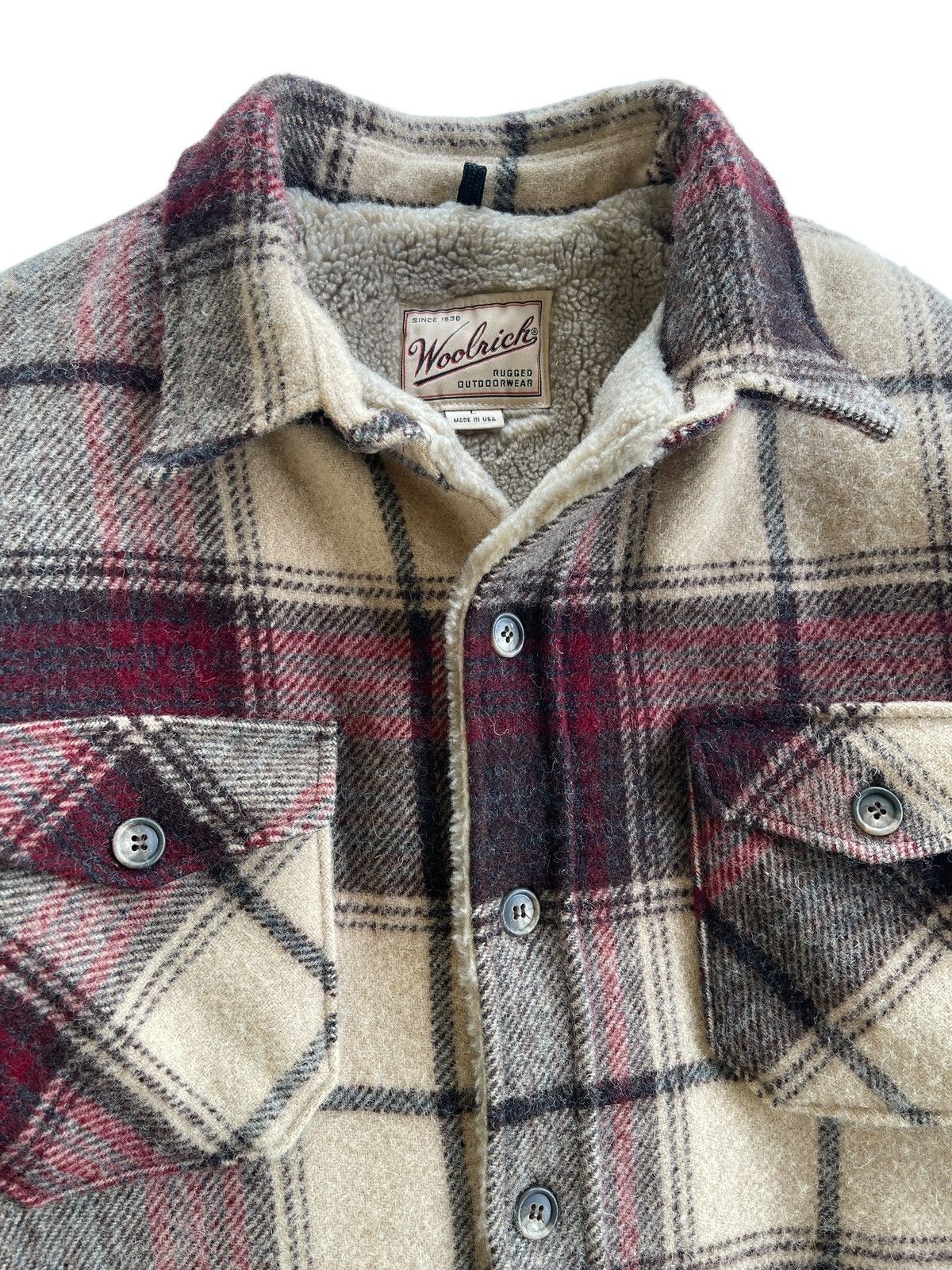 Woolrich Woolen Mills Vintage 1995s Woolrich Wool Plaid Sherpa Jacket Size US L / EU 52-54 / 3 - 9 Thumbnail