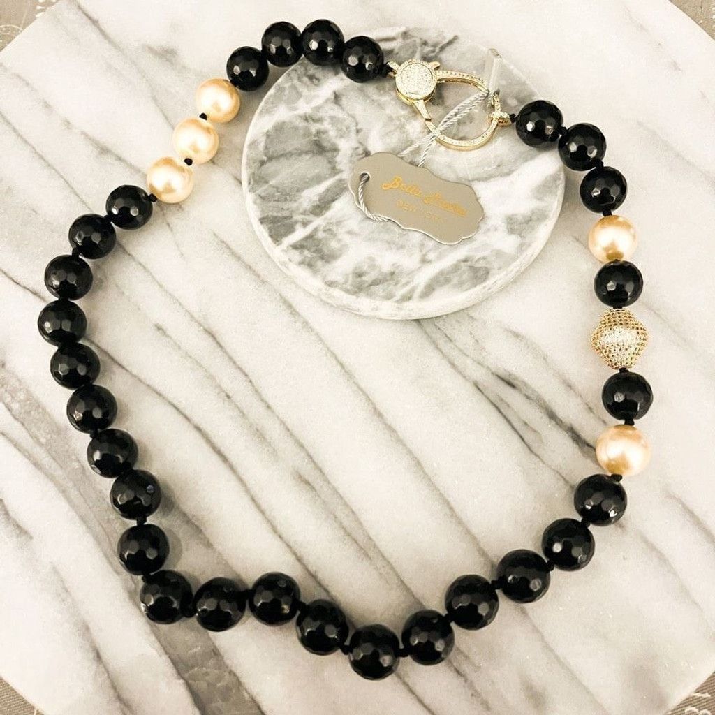 Designer Bella Pietra Etched Black Onyx Beaded Necklace Size ONE SIZE - 1 Thumbnail