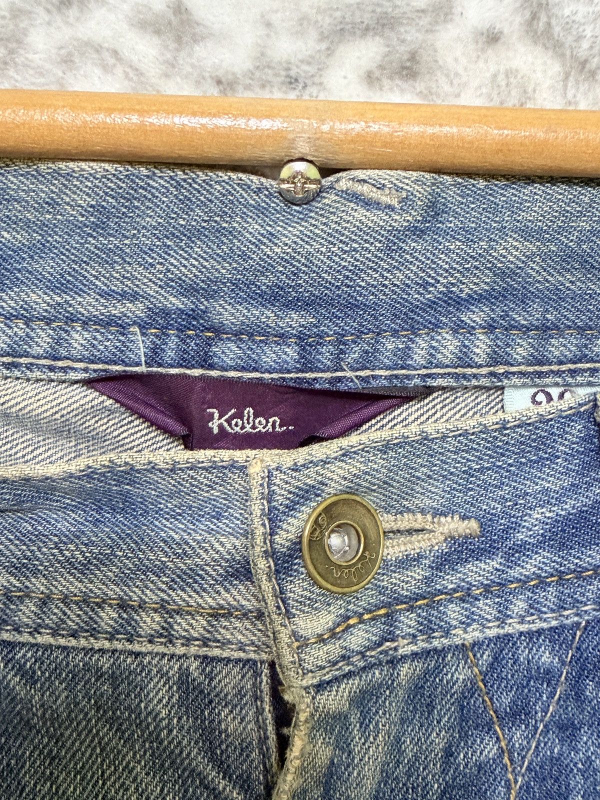 Japanese Brand Vintage KELEN Selvedge Leather Pocket Denim Jeans Size US 30 / EU 46 - 9 Thumbnail