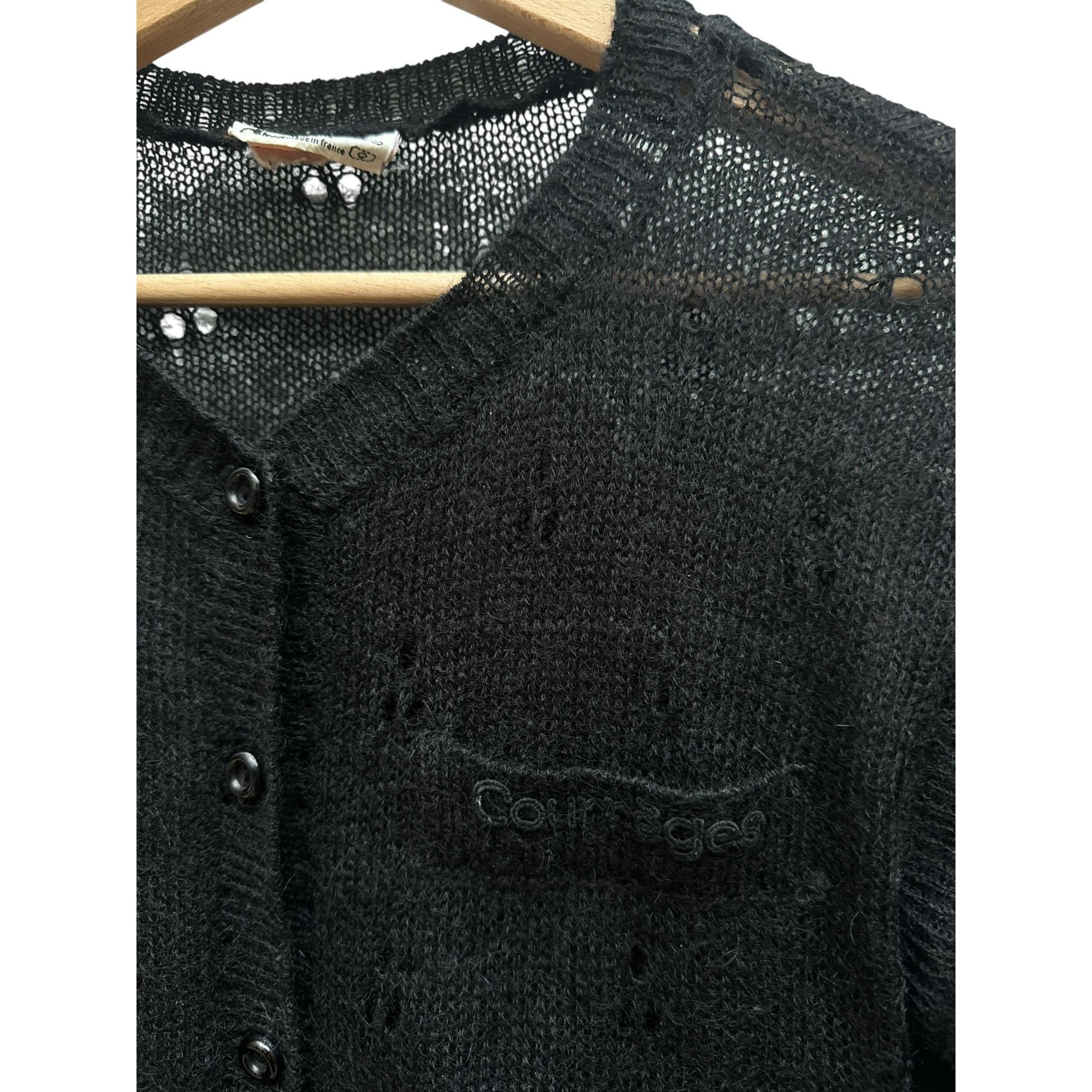 Courreges Vintage Black Wool Cardigan Size M / US 6-8 / IT 42-44 - 5 Thumbnail