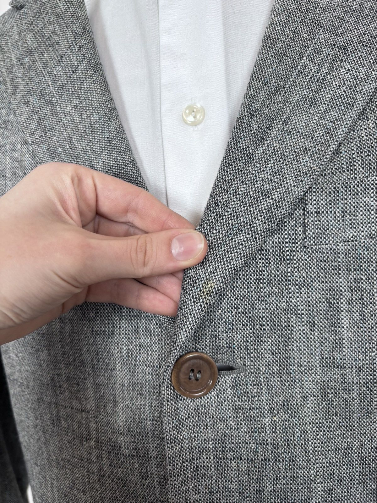 Ermenegildo Zegna Ermenegildo Zegna Soft Grey Textured Silk Blazer Jacket Size 44R - 8 Thumbnail