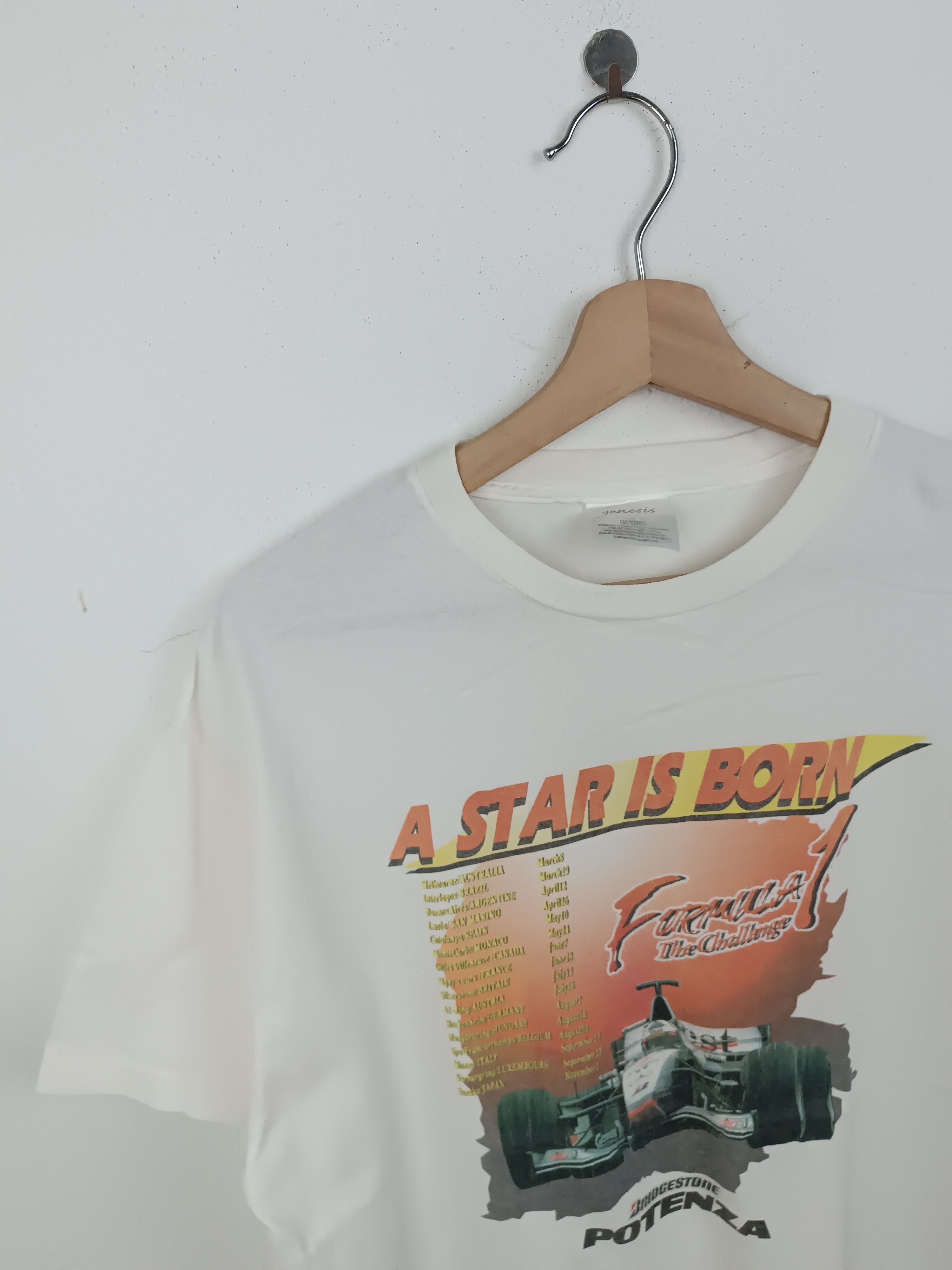 Vintage VINTAGE 90S A STAR IS BORN F1 RACING BRIDGESTONE POTENZA TEE Size US L / EU 52-54 / 3 - 5 Thumbnail