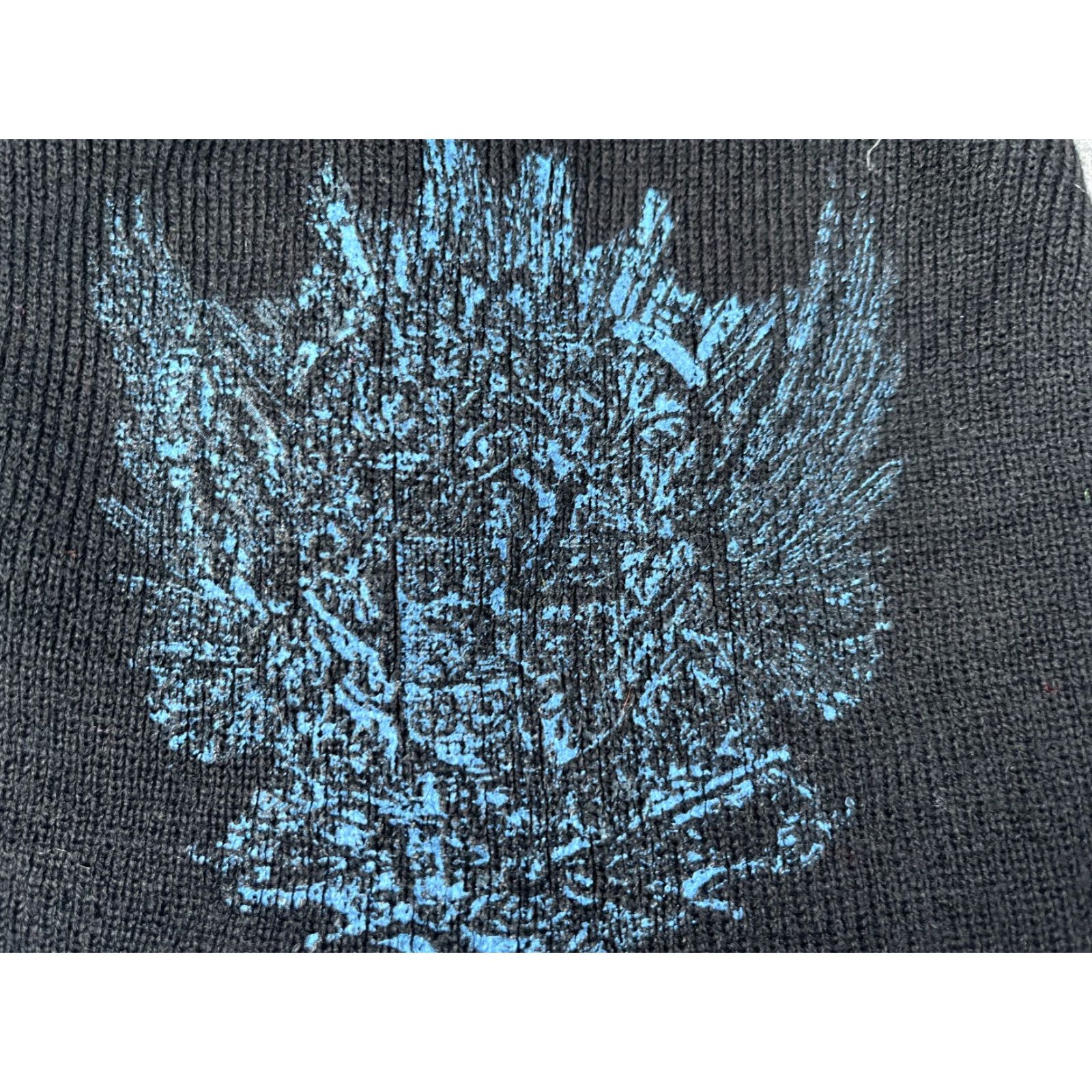 Vintage Shield & Wings Beanie Toque Beanie Adult One Size Black Blue Knit 100% Acrylic Skater Unbranded Unisex Hats Mens, Womens, Boys, Girls Size ONE SIZE - 2 Thumbnail