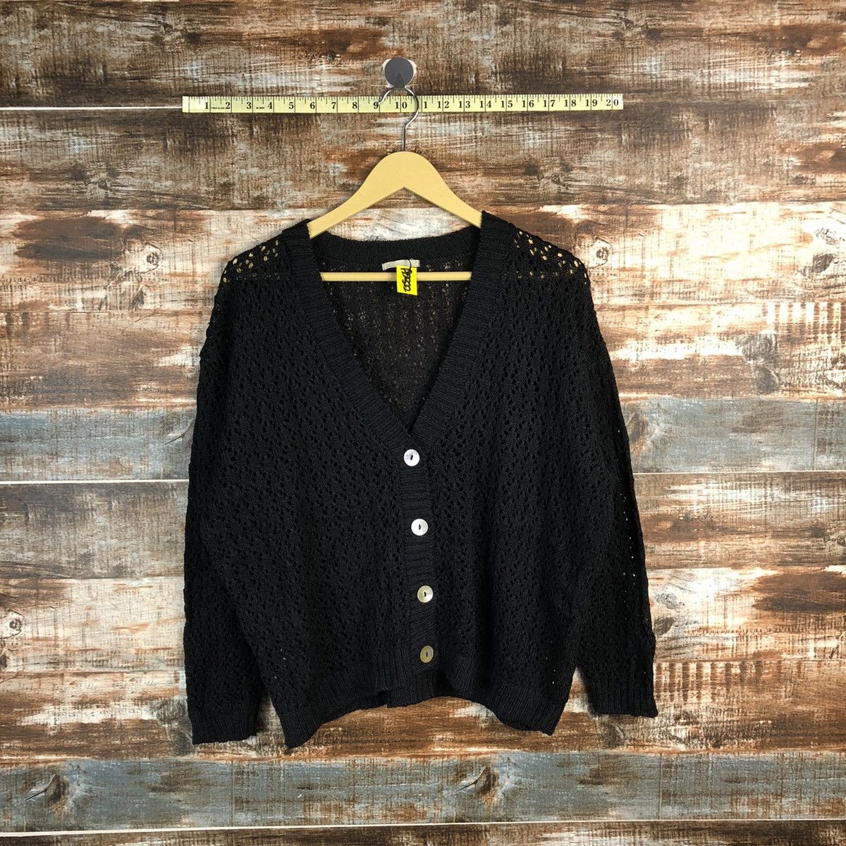 Comme Ca Ism Comme ca Du Mode Black crochet Cardigan Knitwear #A2322 Size US L / EU 52-54 / 3 - 1 Thumbnail
