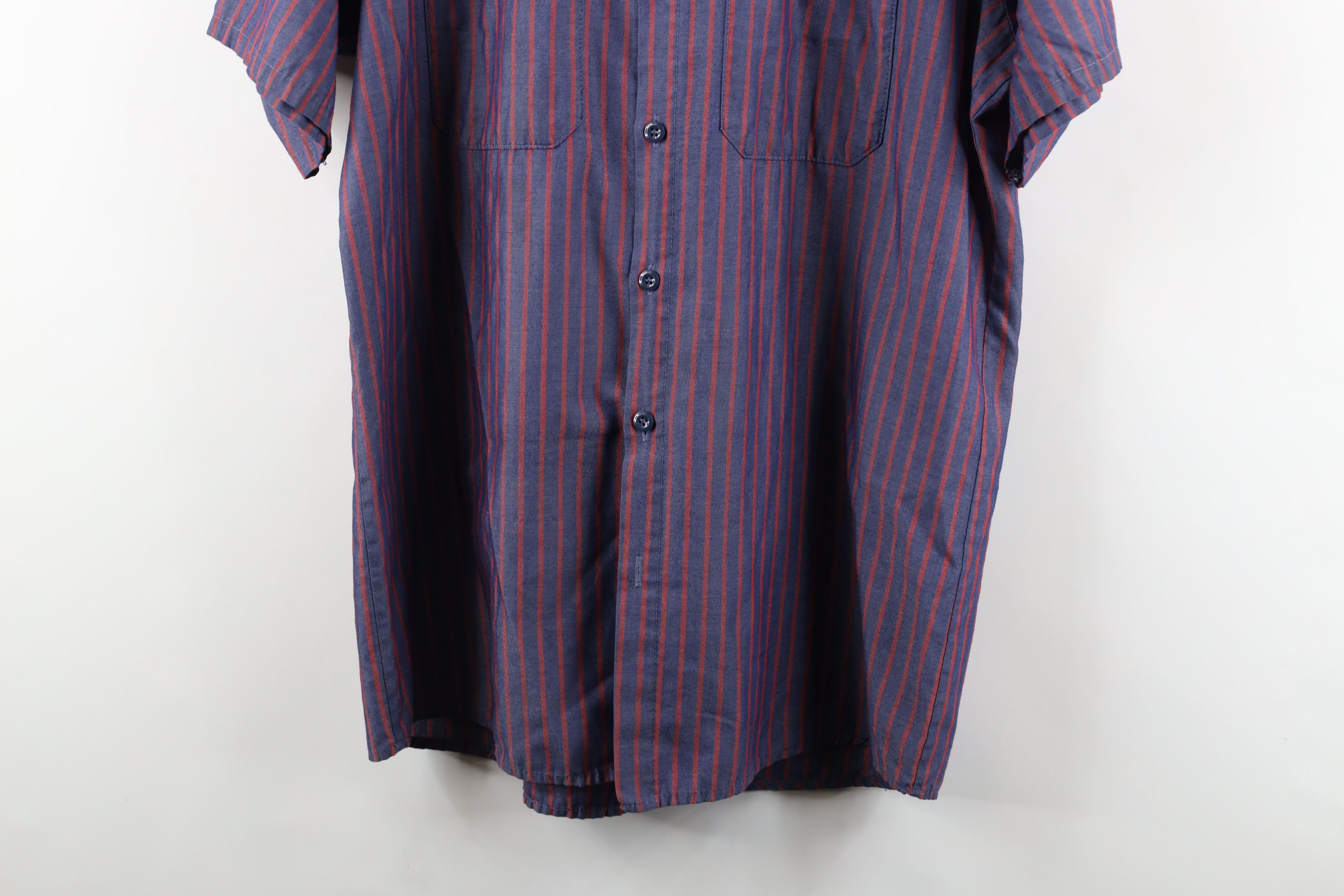 Vintage Vintage 90s Streetwear Striped Work Mechanic Button Shirt Size US M / EU 48-50 / 2 - 3 Thumbnail