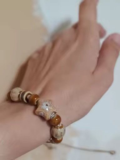 Jewelry Ceramic & Wax Cord Bracelet | Adjustable, Artistic Design Size ONE SIZE - 2 Thumbnail