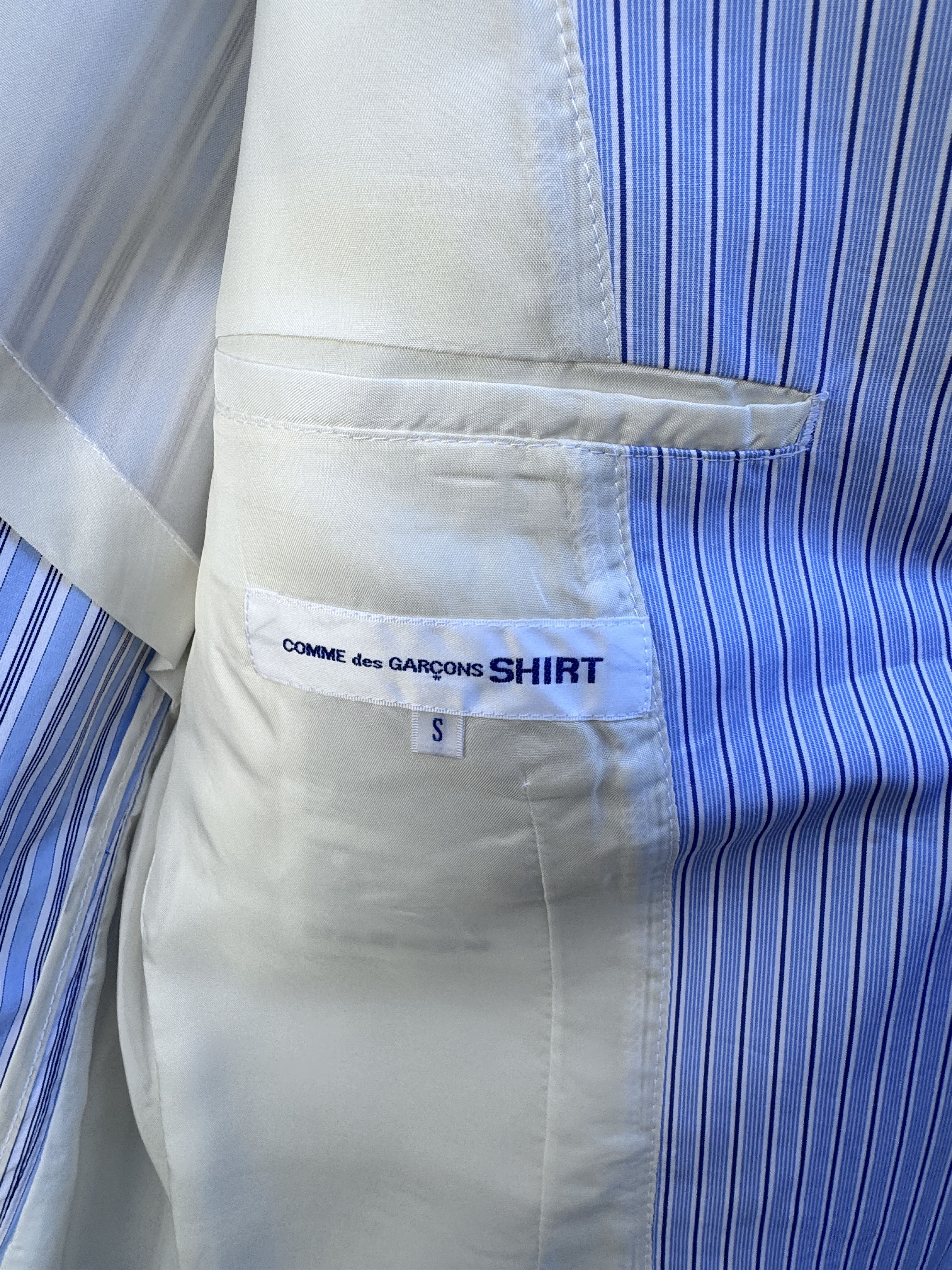 Comme des Garcons COMME des GARCONS SHIRT Blue White Striped Cotton Blazer S Size 48S - 3 Thumbnail
