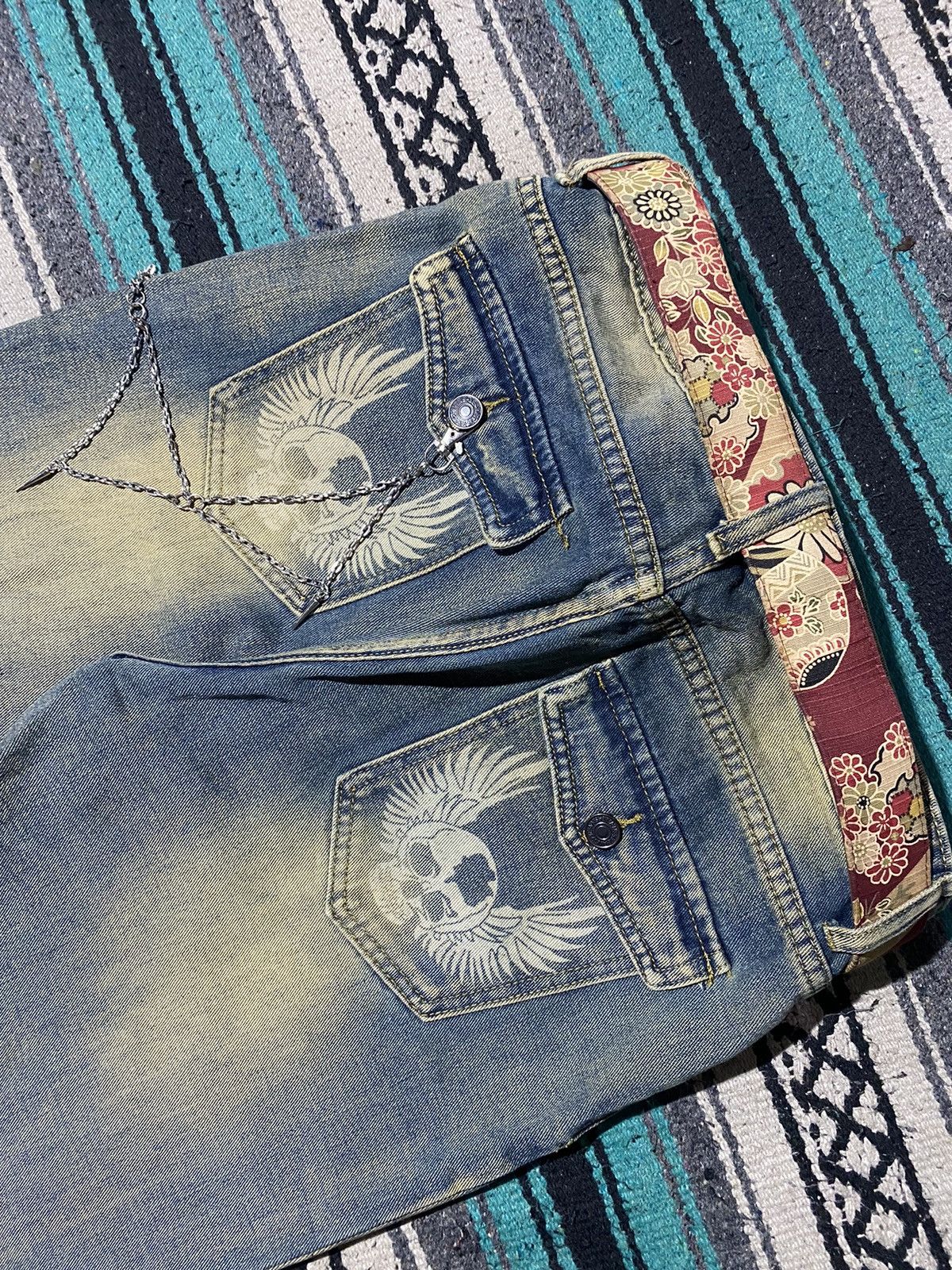 Kapital 2000s Romwe - Skull Mudwash Flared Denim Size US 31 - 10 Thumbnail