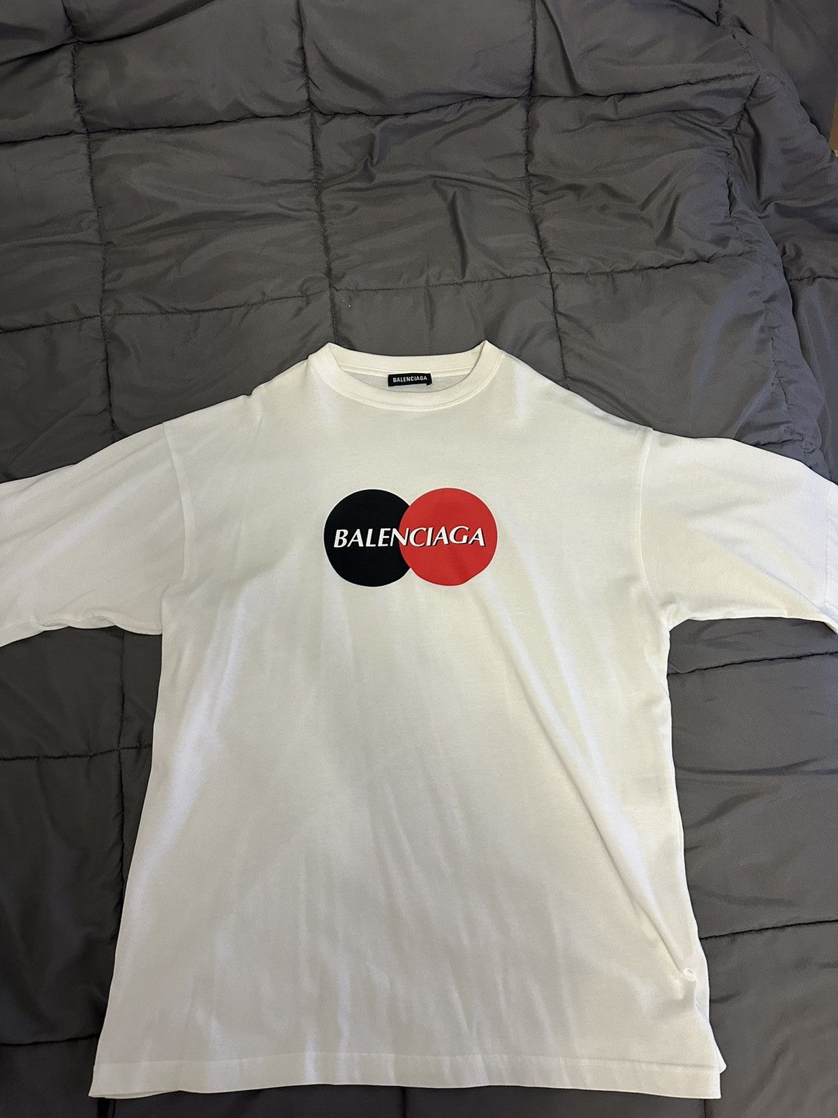 image of Balenciaga - Credit Card Logo Oversized White T-Shirt, Men's (Size XS)