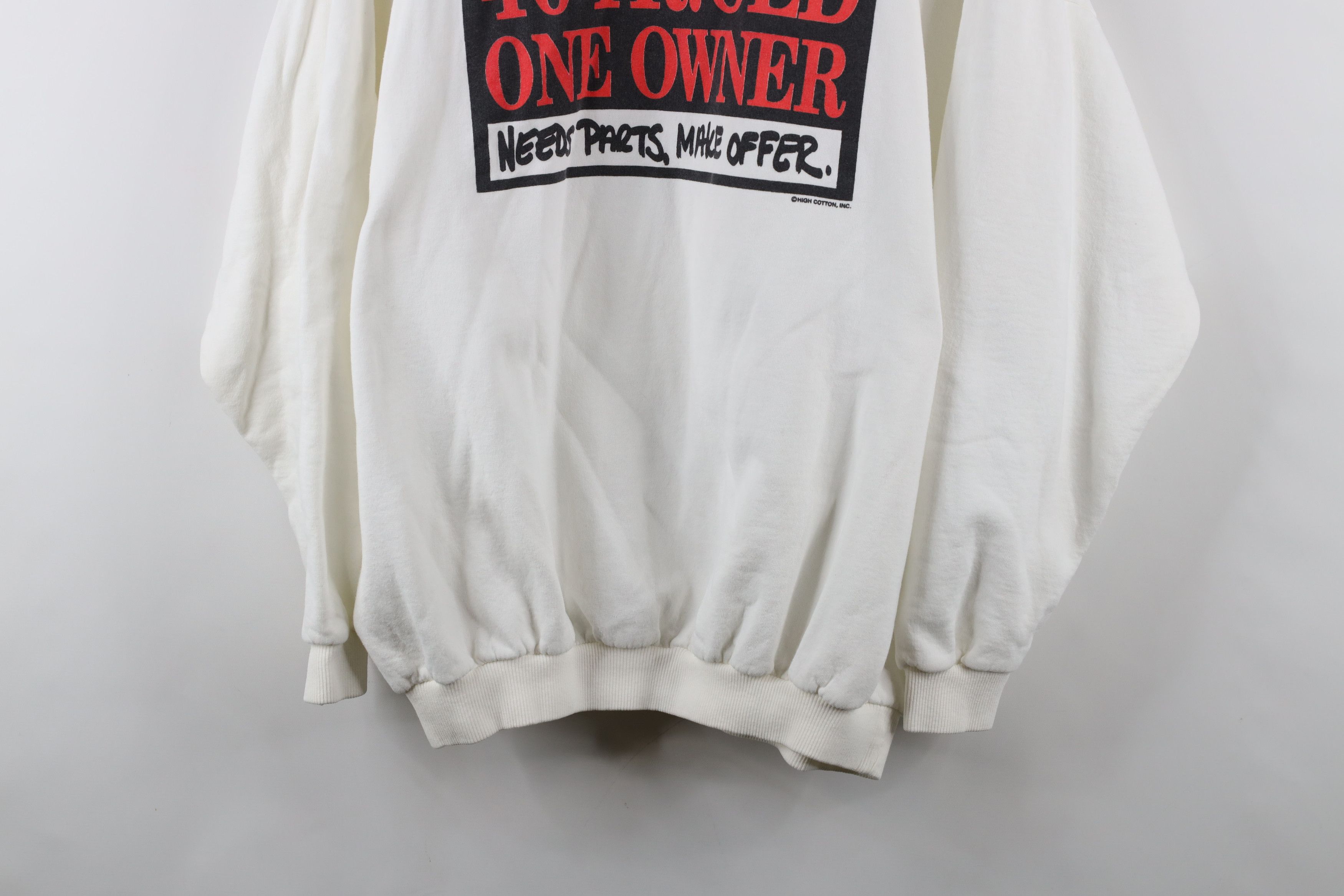 Vintage Vintage 90s Year Old One Owner Needs Parts Sweatshirt White Size US XXL / EU 58 / 5 - 3 Thumbnail