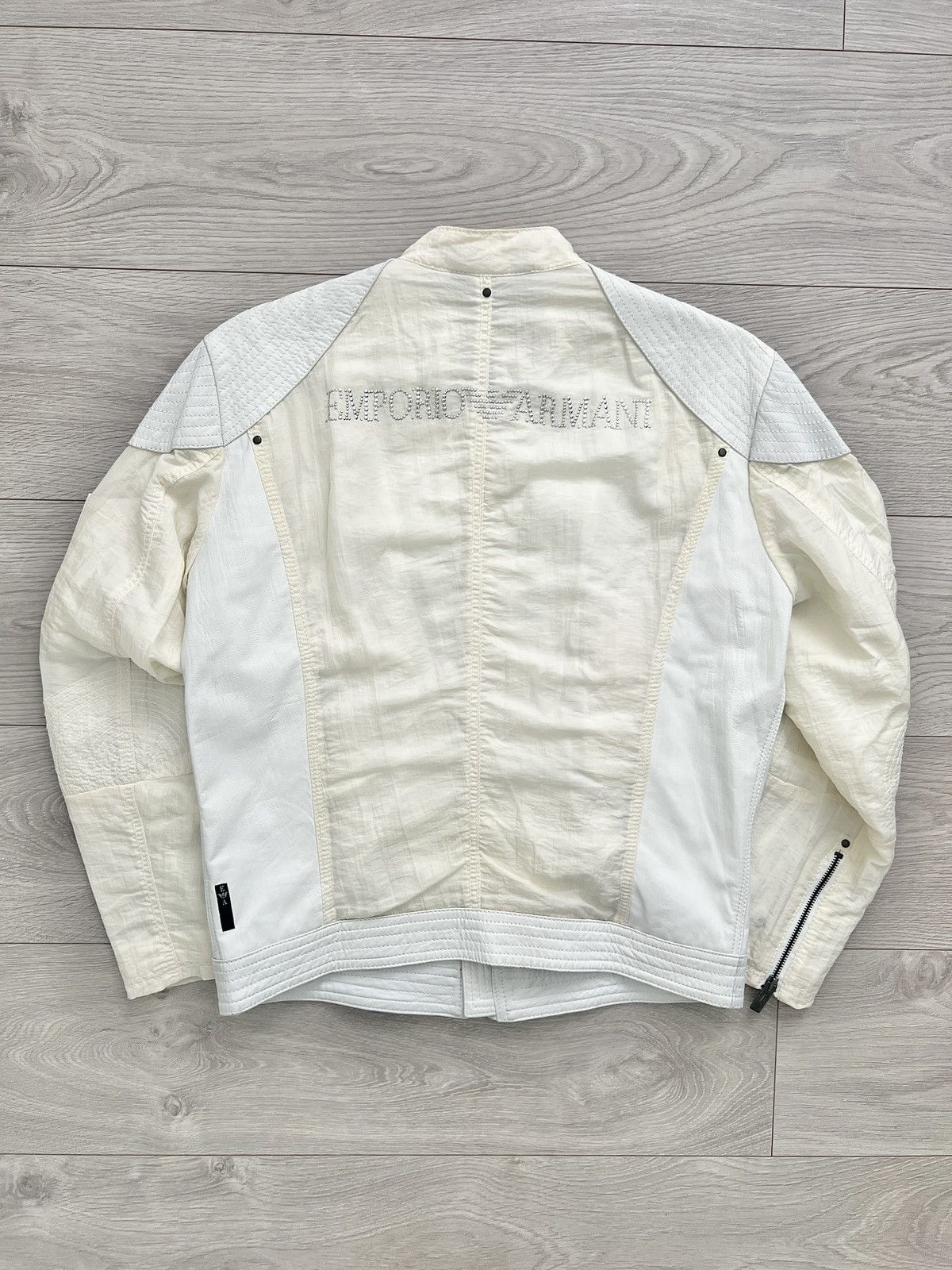 Emporio Armani Emporio Armani 2001 Leather Panelled Cafe Racer Moto Jacket Size US M / EU 48-50 / 2 - 13 Thumbnail
